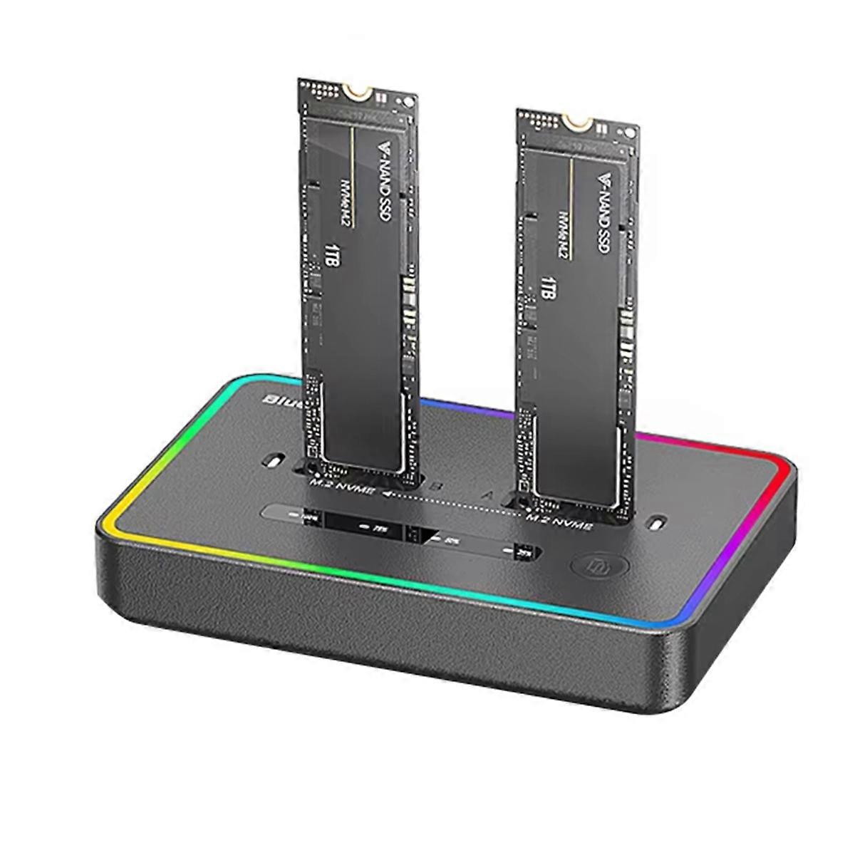 Dual-Bay M.2 NVME SSD Dockingstation RGB USB C Typ C OFFline Cloner Duplikator NVme PCIE Enclosu