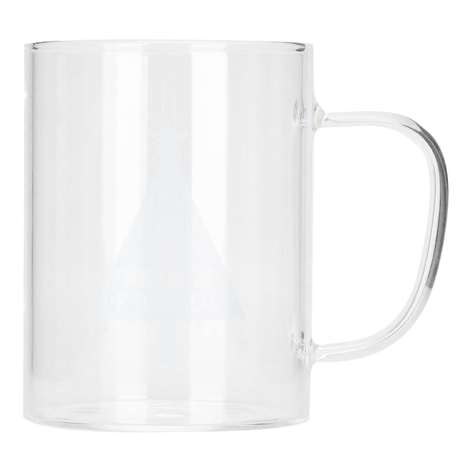 350ml Transparent Glass Coffee Mug with Handle for Tea and Milk, Durable Drinkware for Kitchen Use, Pine Style