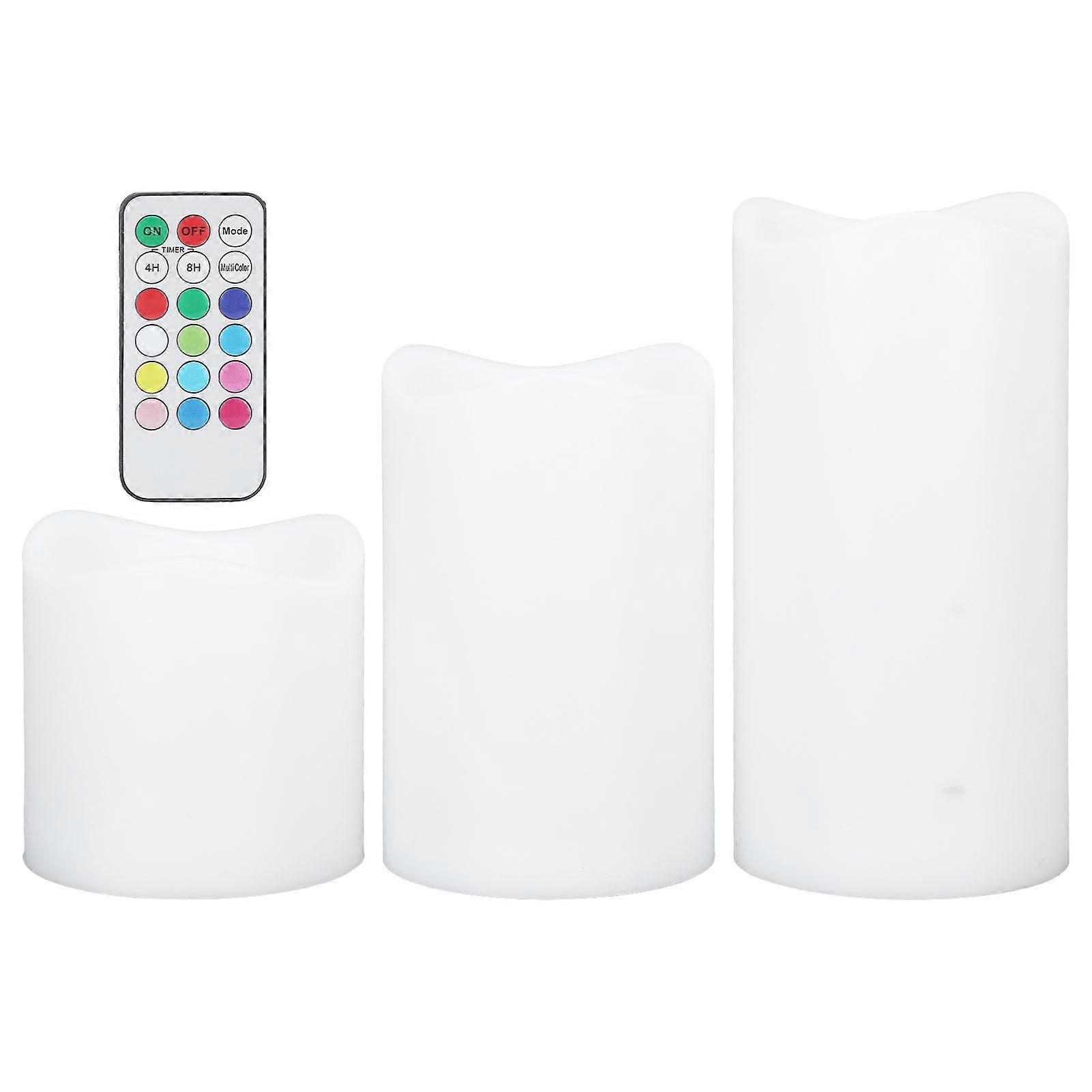 3pcs Candle Light Timer Multi-mode Electronic RGB Flameless Candle for Wedding Party