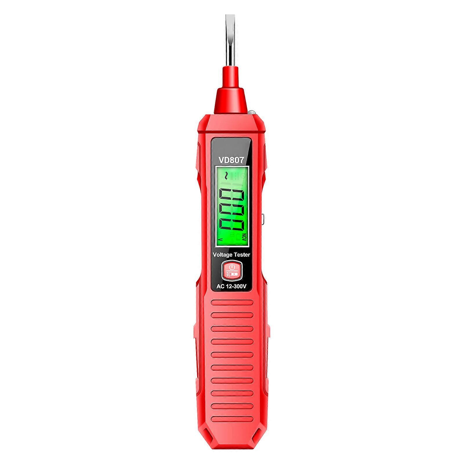 Digital Display Multimeter Voltage Detector Tester Pencil Auto Ranging BacklightsFlashlight Electrical Screwdriver Tool Red
