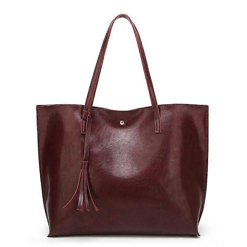 حقيبة حمل للنساء ، حقيبة كتف من الجلد الصناعي الناعم ، حقيبة يد شرابة ذات سعة كبيرة ، حقيبة يد حديثة مقاومة للماء ذات سعة كبيرة مع جيب داخلي ل W