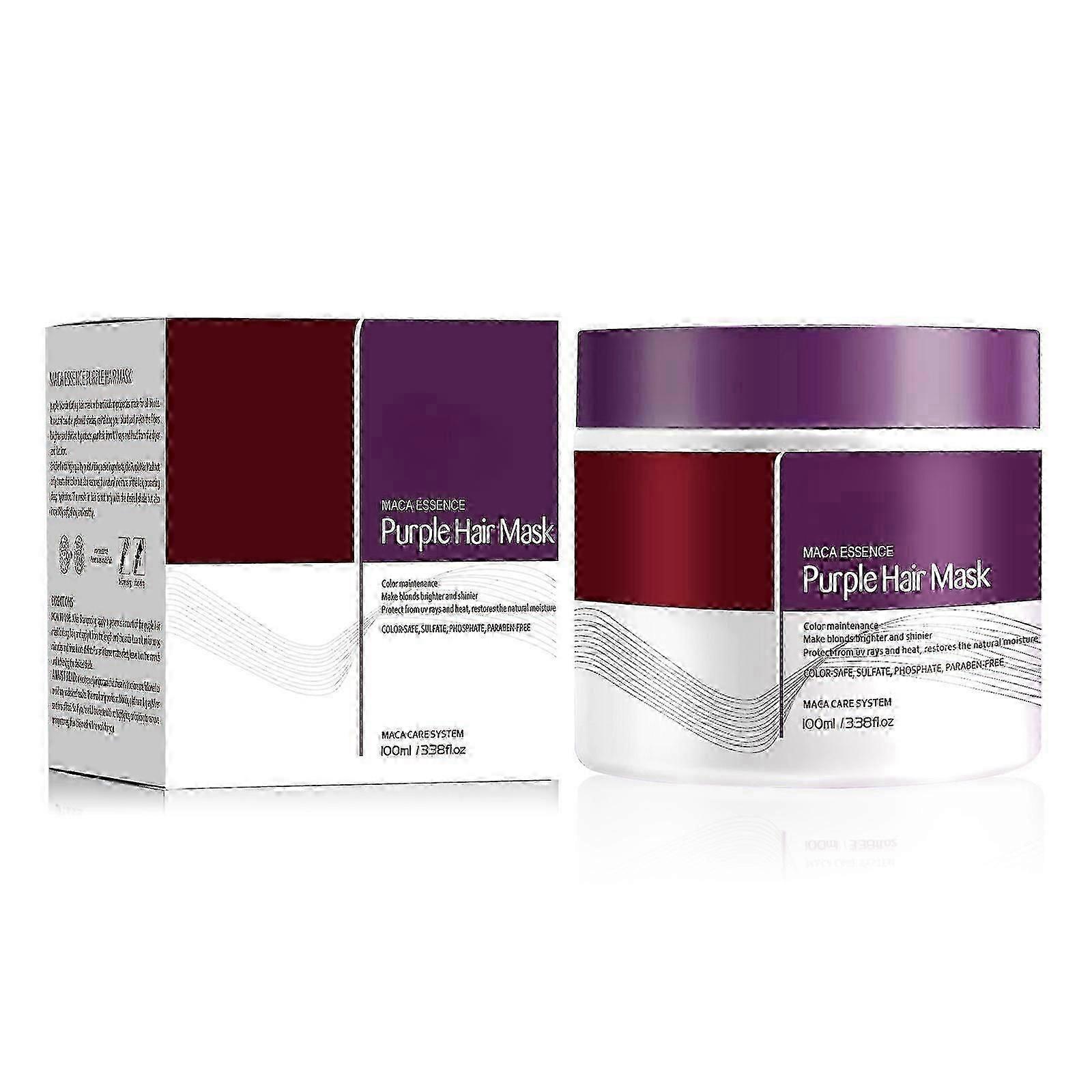 Máscara de Cabelo Roxo Maca Profissional Neutraliza Tons de Latão e Amarelo para Cabelos Loiros Grisalhos Prateados com Mechas 100ml