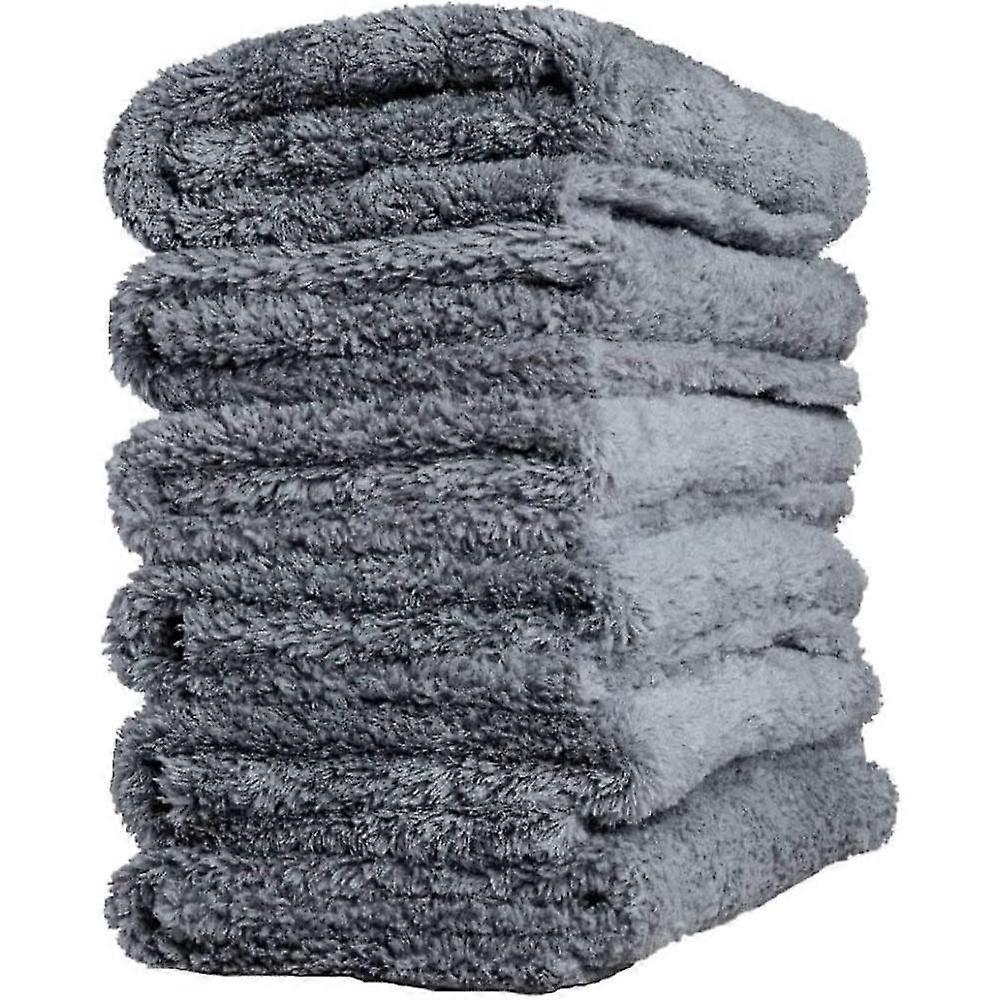 Set Of 6 Car Microfiber Cloth Without Edges For Quick Drying, Reusable For Cleaning, Polishing 450gsm 40x40cm (gray)
