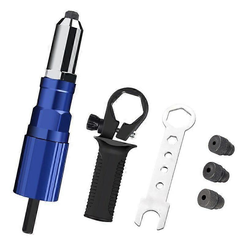 Electric Rivet Gun Adapter for Metalwork, Riveting Tool Kit with High Hardness Three-jaw Rotor Easy Carry for Power Drill Riveting