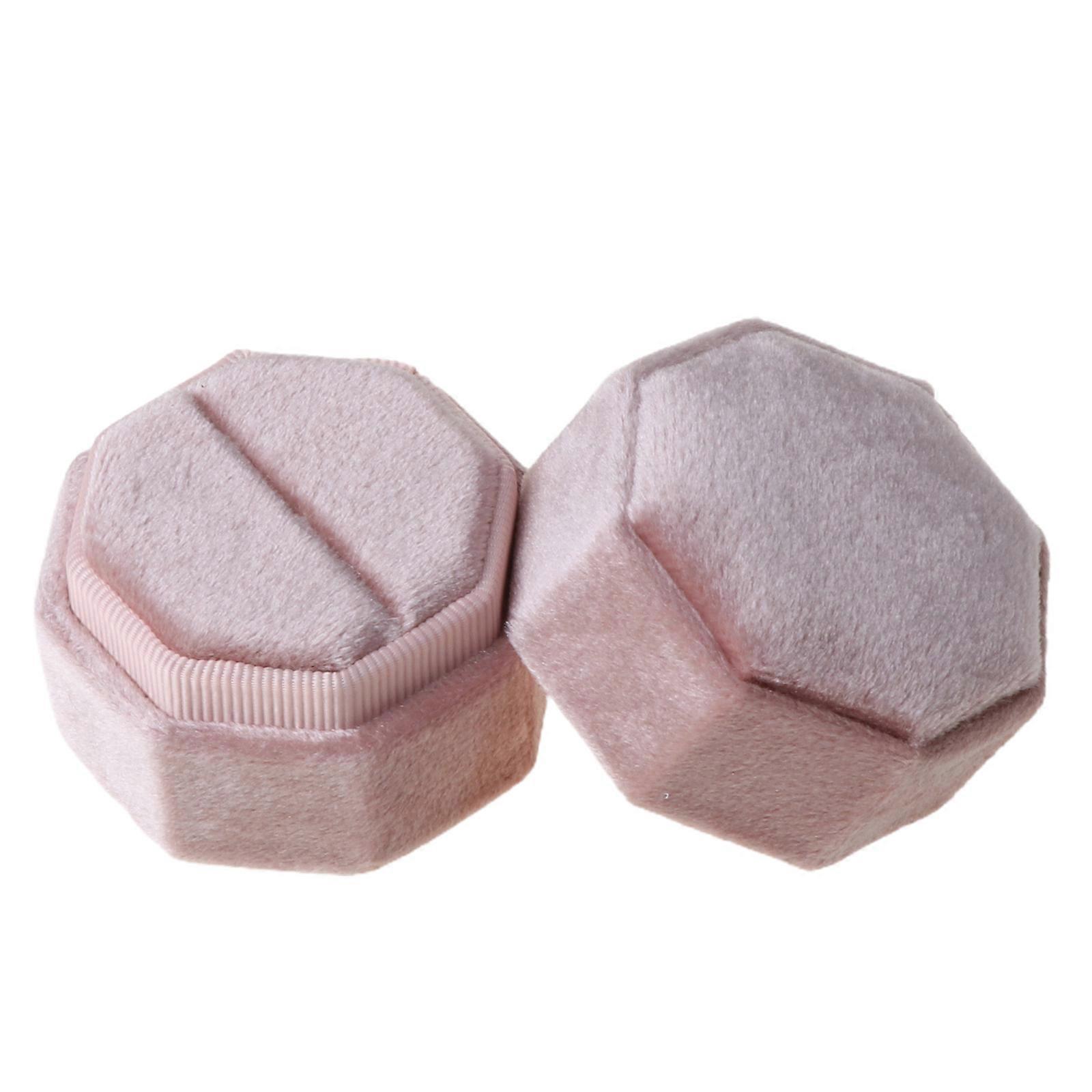 ブライダルリングホルダーダブルスロット八角形マルチカラーディスプレイプロポーズエンゲージメントウェディング、取り外し可能な蓋付きG86