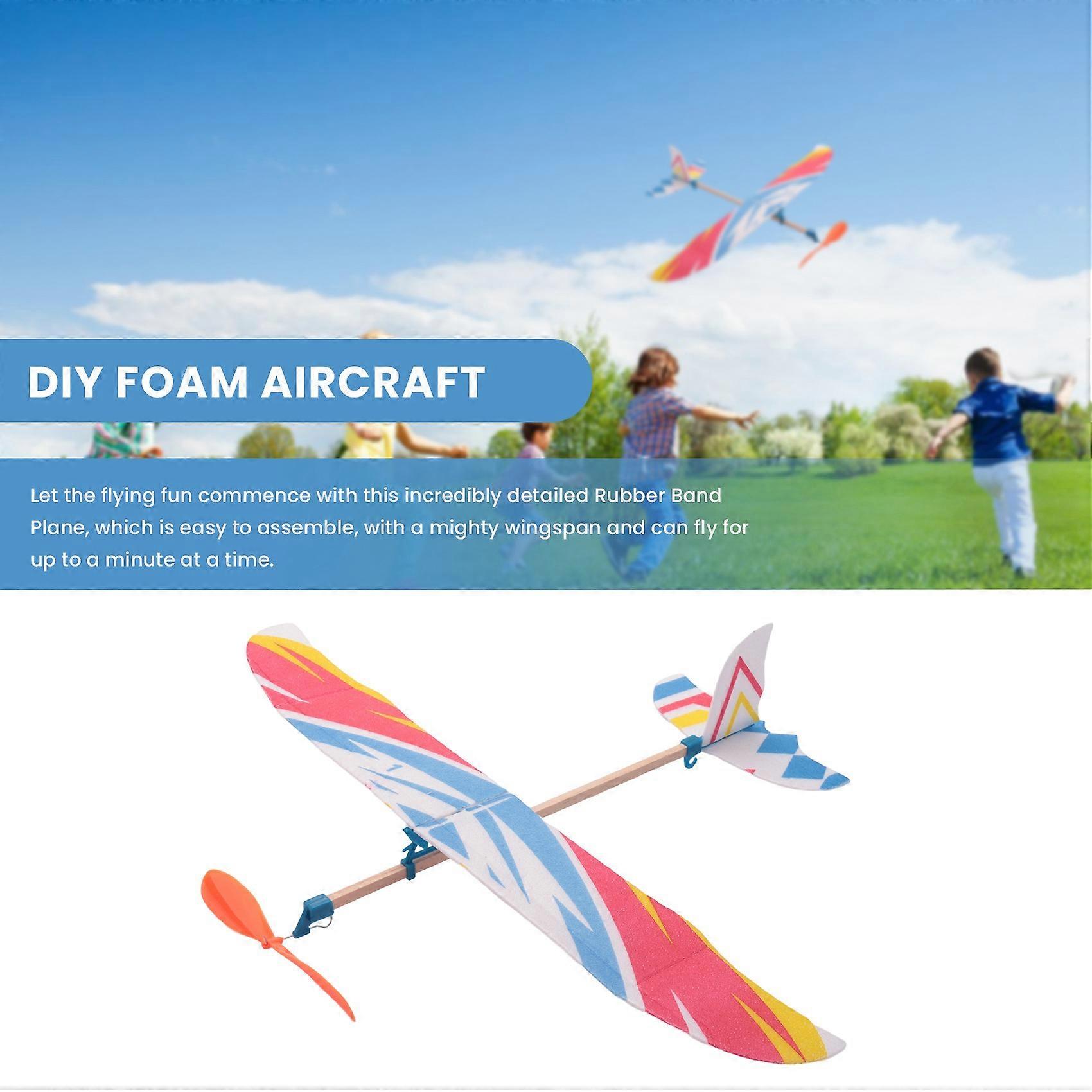 Elastic Rubber Band Powered DIY Foam Plane Model Kit Toy