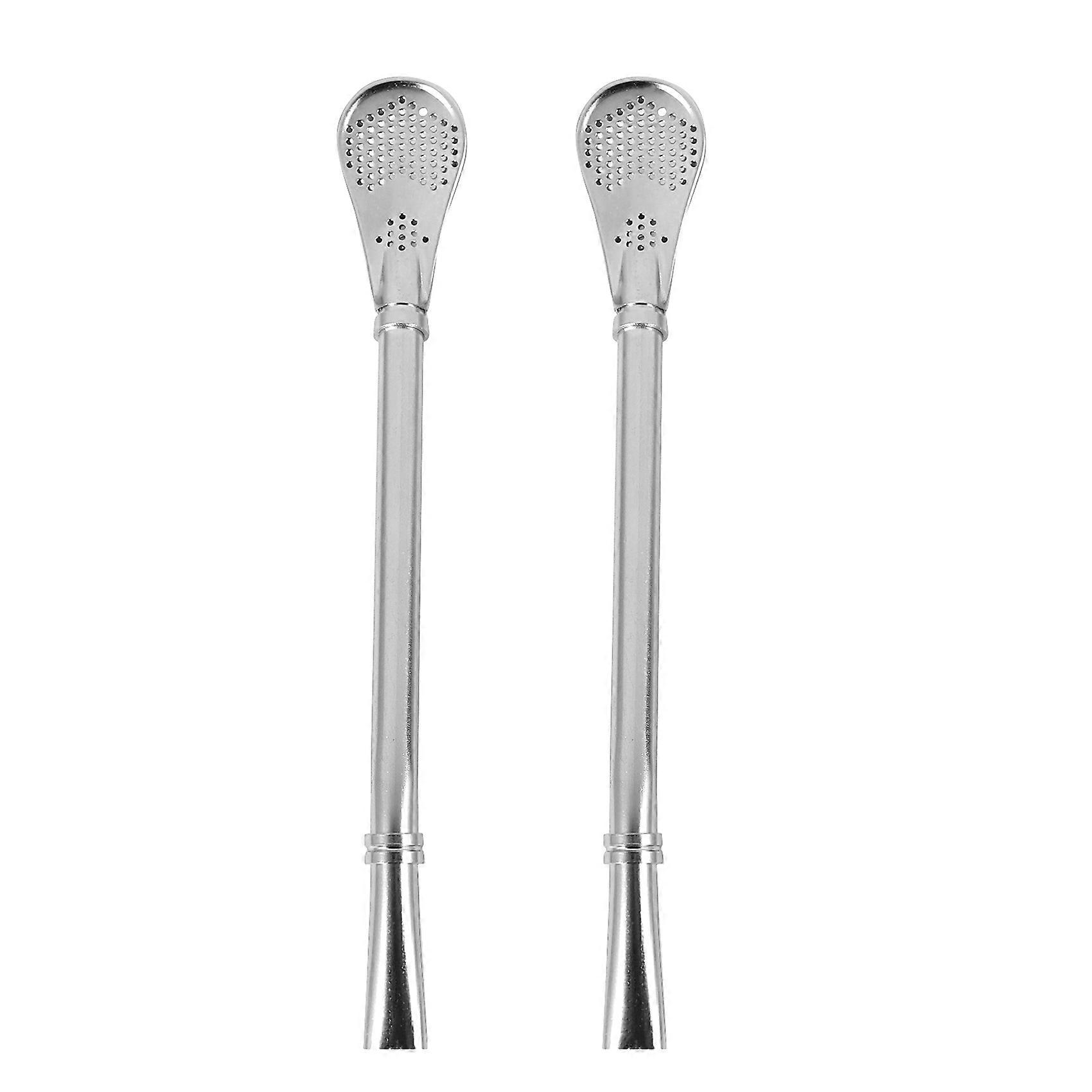 Lot de 2 pcs ~ Bombilla en acier inoxydable Paille filtrée