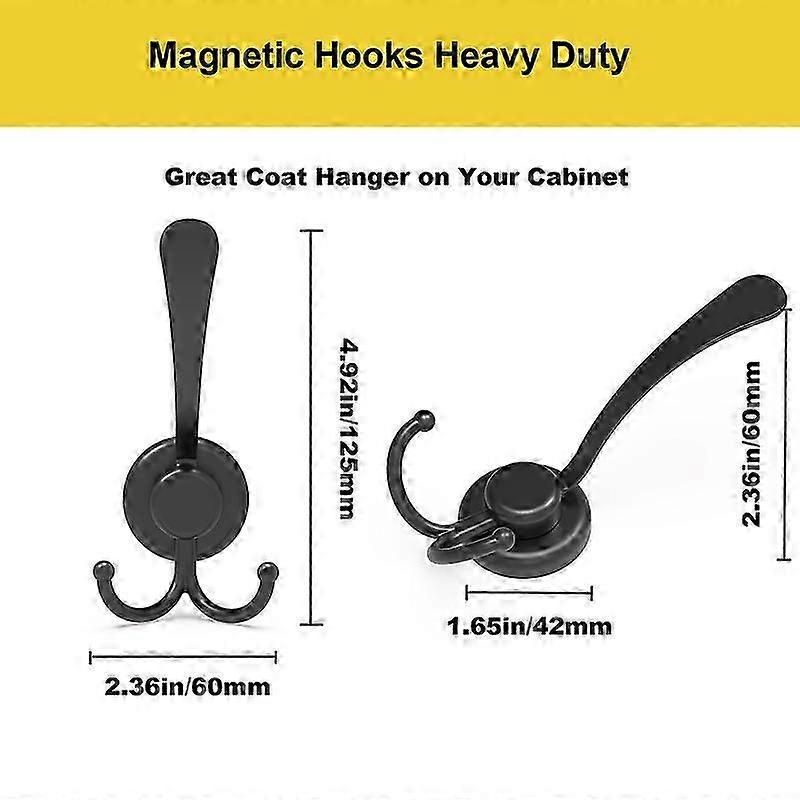 Magnetic Hooks for Coats - Strong Magnetic Wall Hooks, Heavy Duty, Indoor Use, Durable Steel, Easy Installation