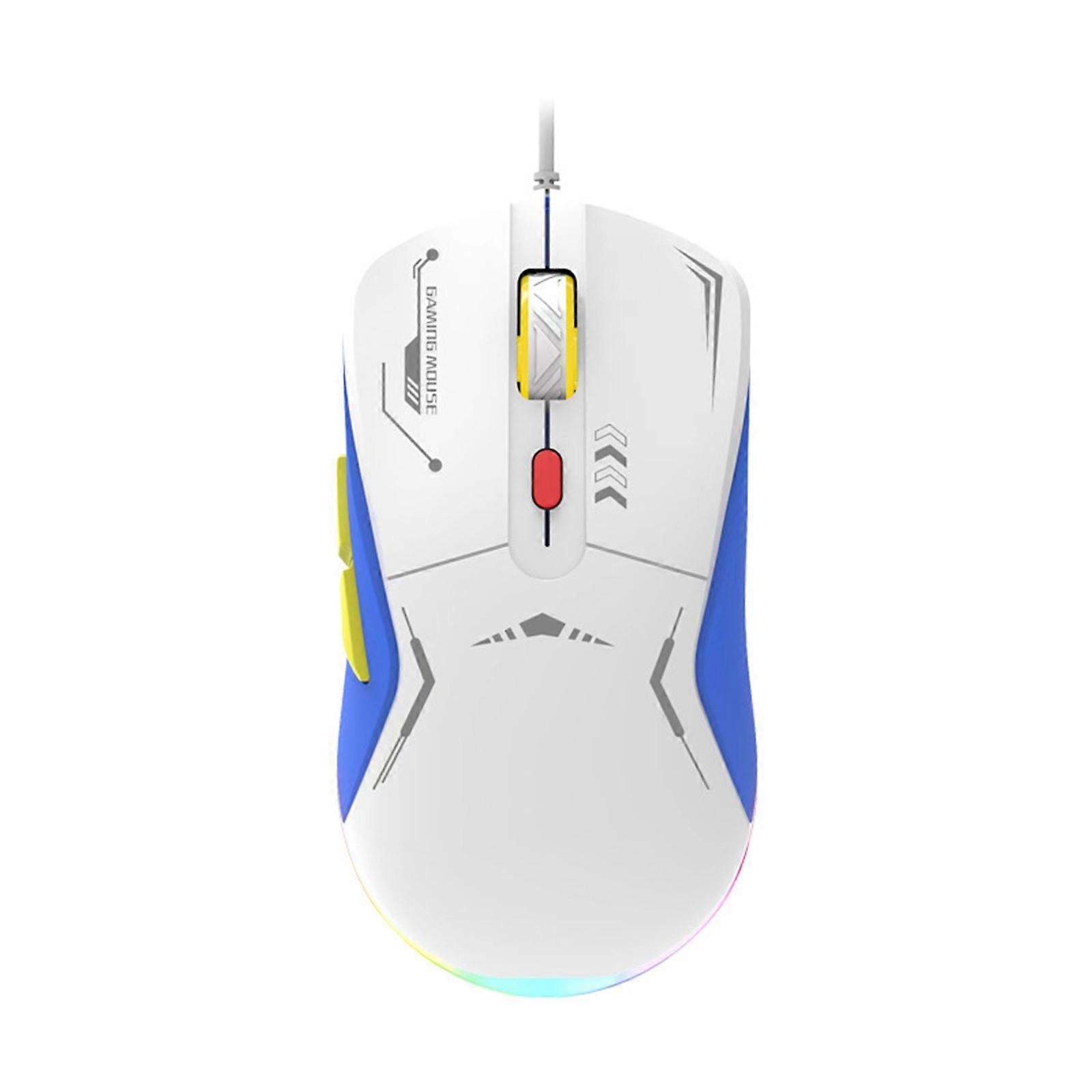 Gaming Mouse Corded Ergonomic Gamer Laptop PC USB Optical Computer Mice with LED Backlit Adjustable 3200DPI Programmable White
