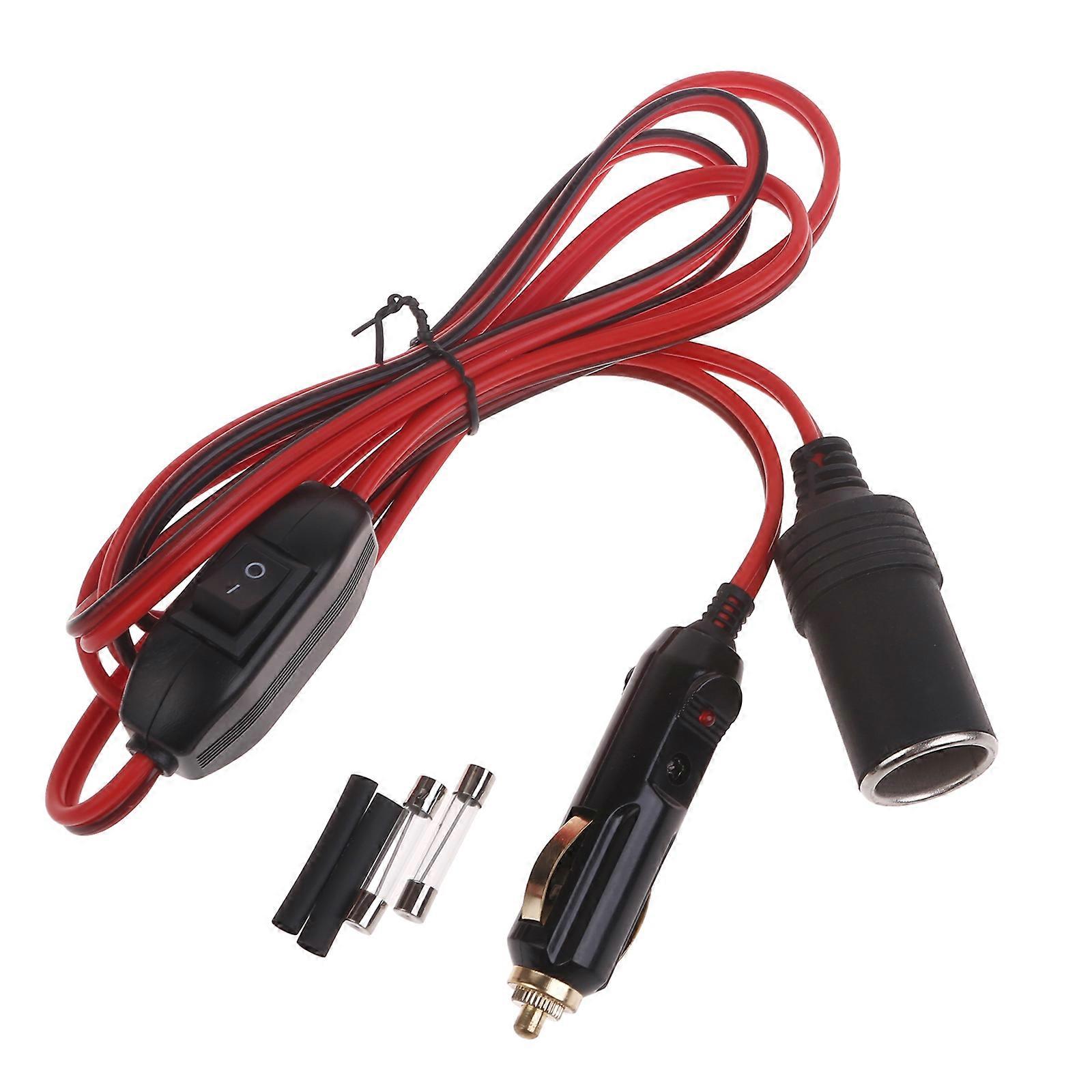 Car Cigarette Lighter Adapter Plug Extension Cord with Switches 12V 24V Socket Cable Female Socket Plug Extension Cable