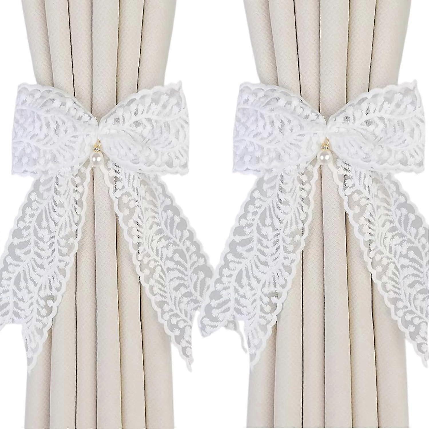 Pack White Bow Shape Adjustable Curtain Tiebacks for Home Decoration