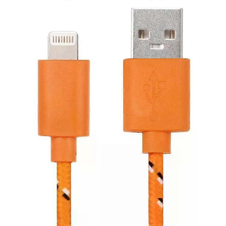 Nylon USB Data Transfer Charging Cable for iPhone/iPad-2m,iOS 15.5,Orange Orange