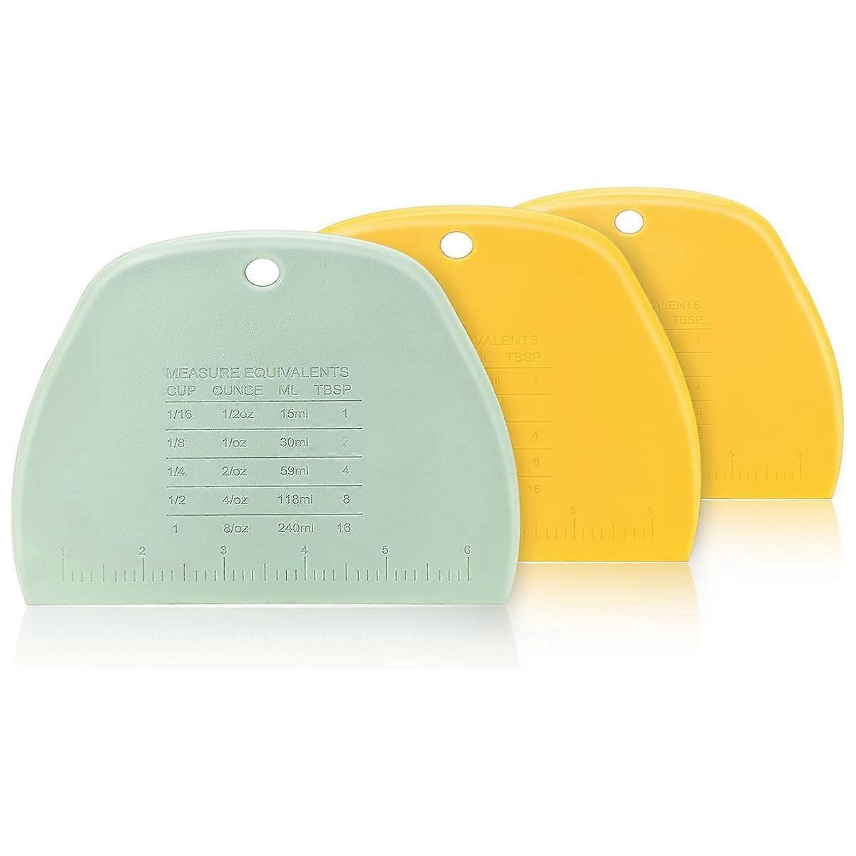 Dough Scraper Bench Scraper for Baking, 3 Pieces Food Grade Plastic Dough/Cake/Bread/Pizza Cutter for Kitchen Tools