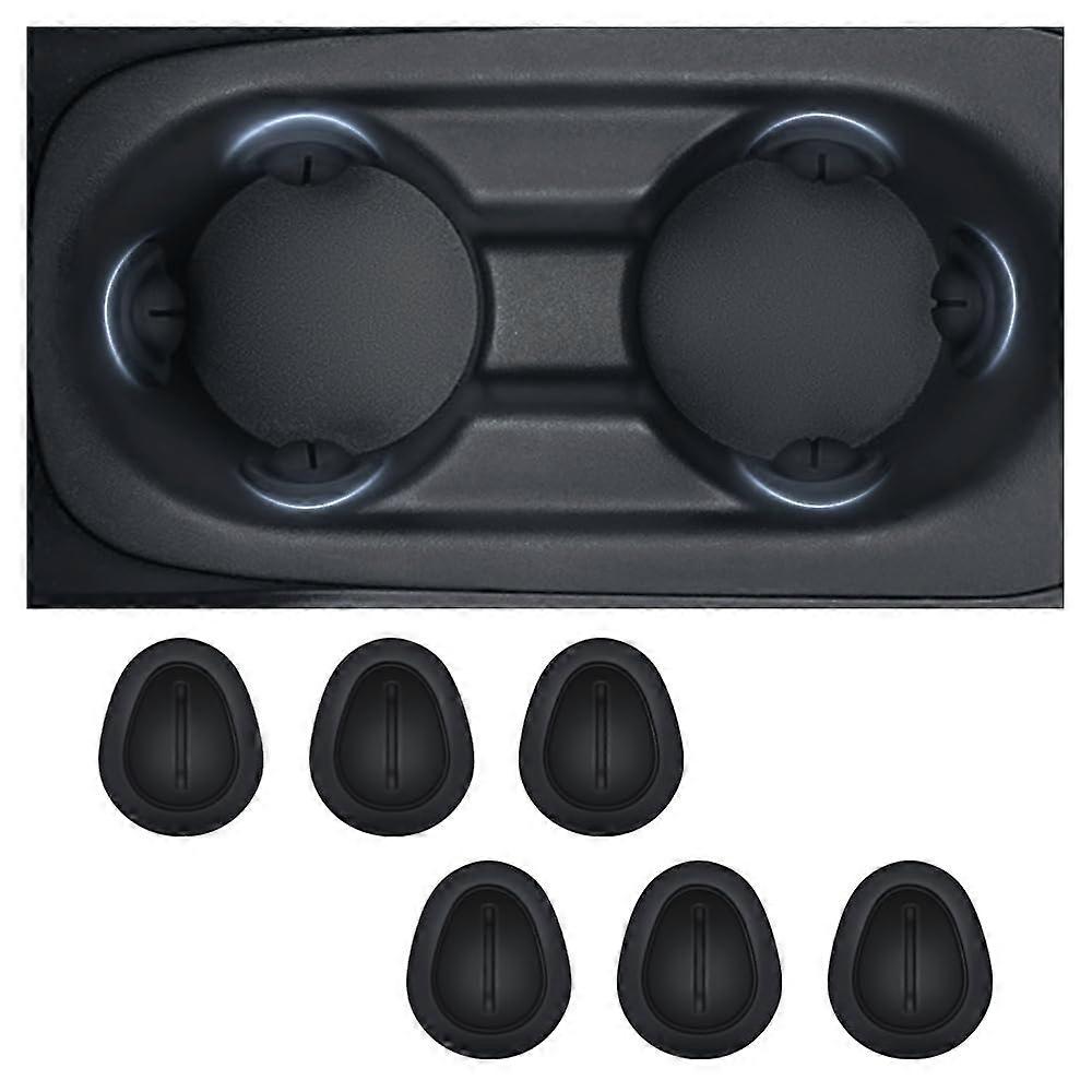 Car Cup Holder Insert – Anti Shake Silicone Coasters for Car Truck SUV – Self-Adhesive Stabilizers, 6PCS, Black