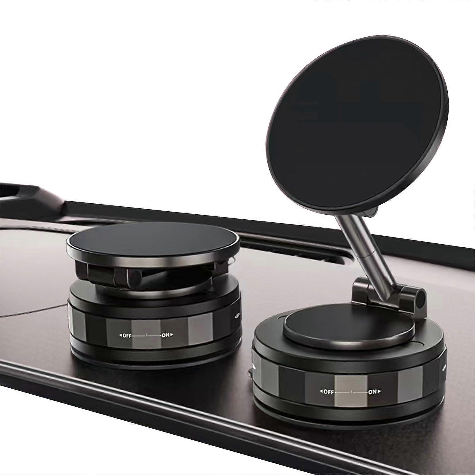 Vacuum Magnetic Phone Holder Stand Car Mount, Dual 360-Degree Adjustable Suction Cup Dashboard/Windshield for iPhone/Android