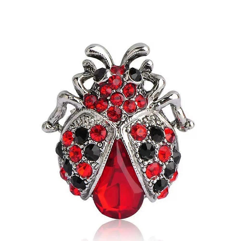 Red Crystal Rhinestone Ladybug beetle Coccinella brooch pin