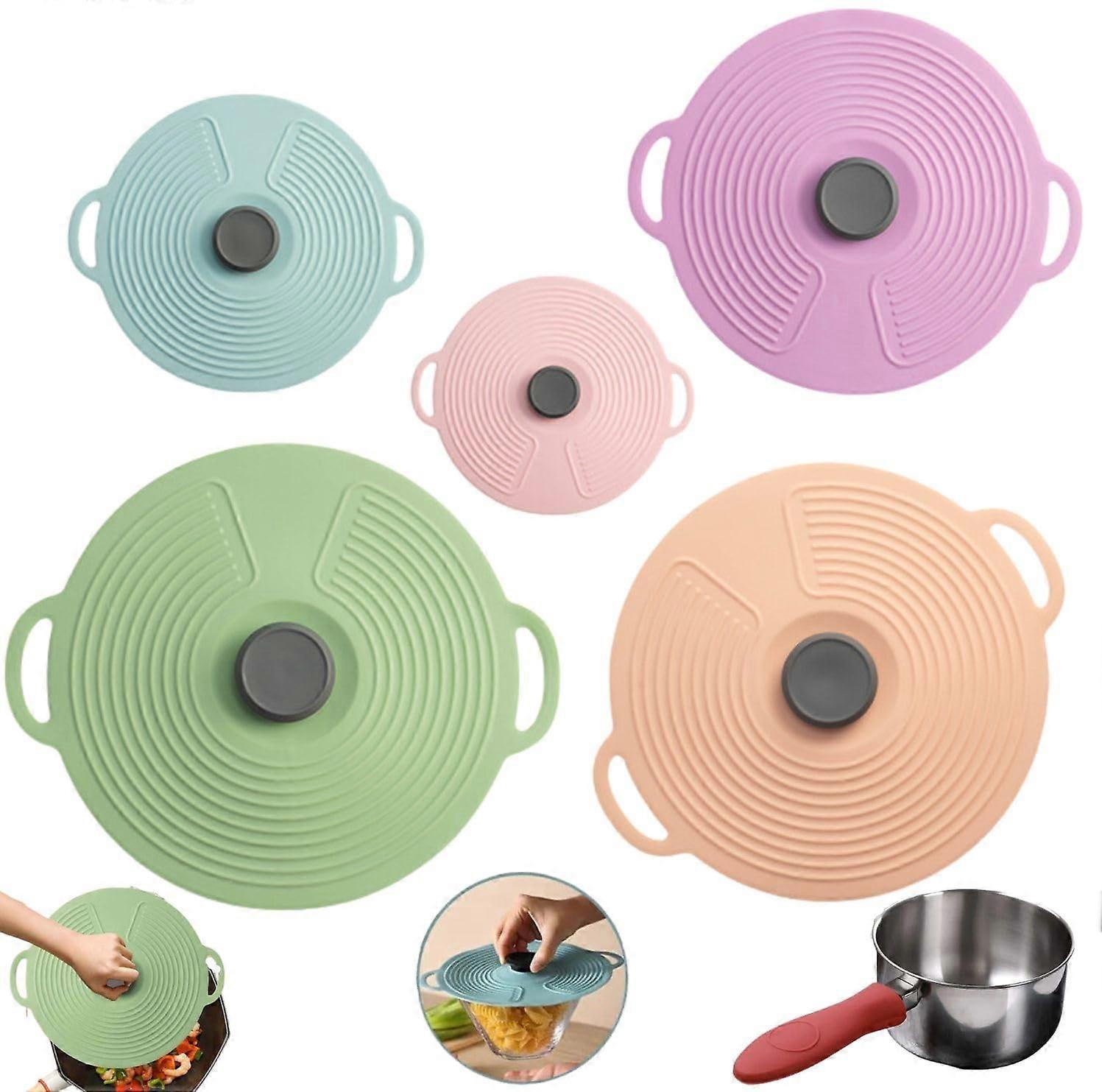 Universal Silicone Microwave Cover Set - 5 Piece Sizing, Suction Design, Shedsproof, Kitchen Food Storage Solution