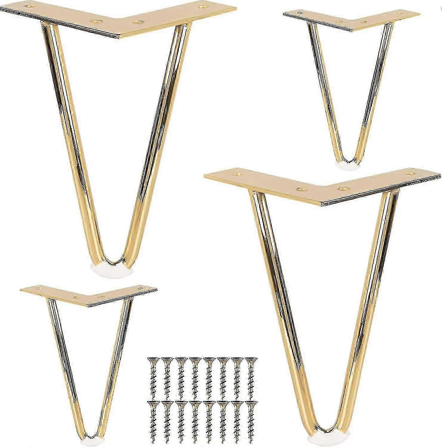 أرجل أثاث معدني 10 سم ، 4 قطع أرجل طاولة دبوس شعر من الحديد مع مسامير - هدية _Featured