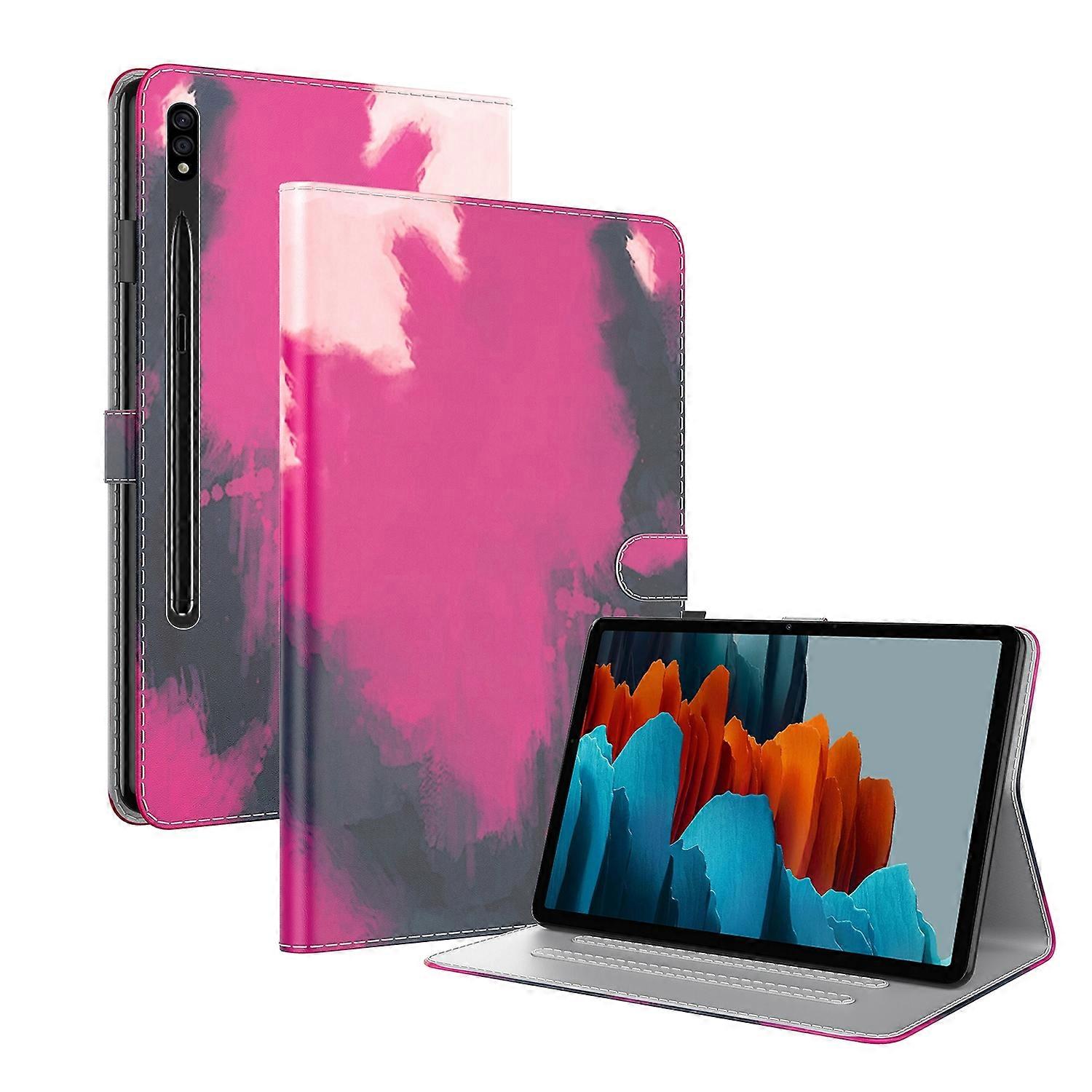 For Samsung Galaxy Tab S9+ Watercolor Pattern Flip Leather Tablet Case