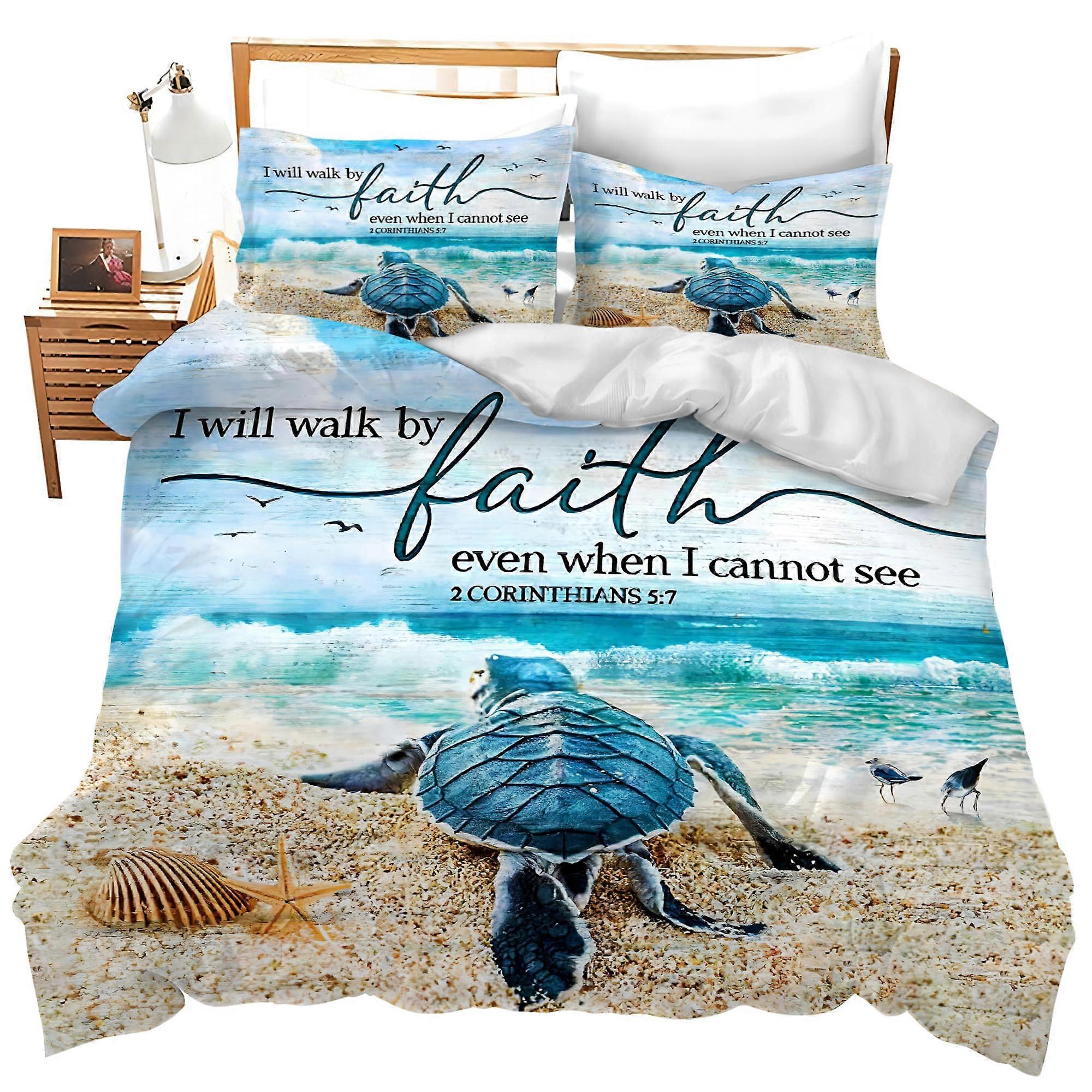Sea Turtle Bedding Set Duvet Cover Twin Full Queen King Size Nautical Ocean Theme Soft Fabric for All Ages