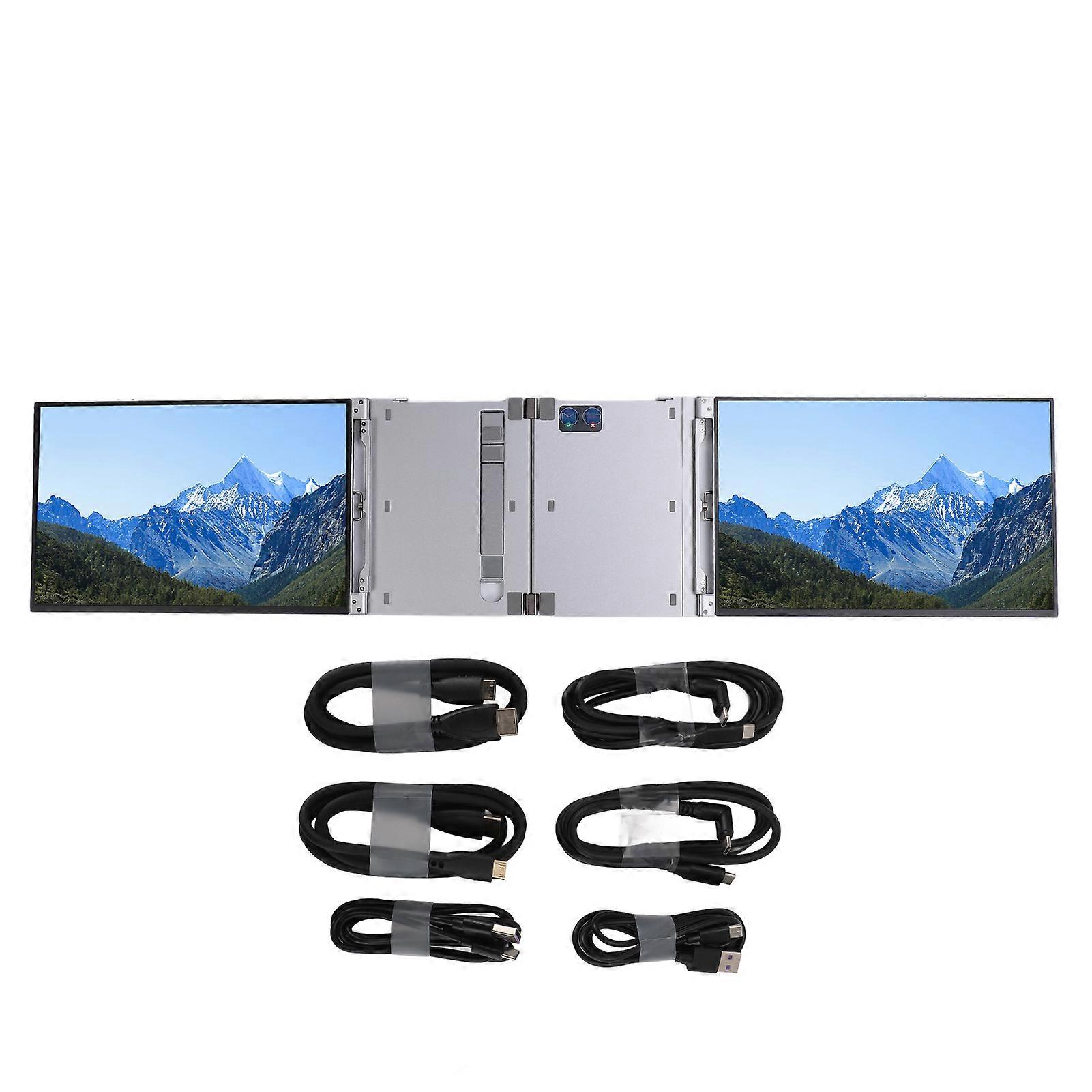 14 Inch Dual Extender Ultra Thin Triple Screen Laptop Portable Display with HD Multimedia Interface USB C Port