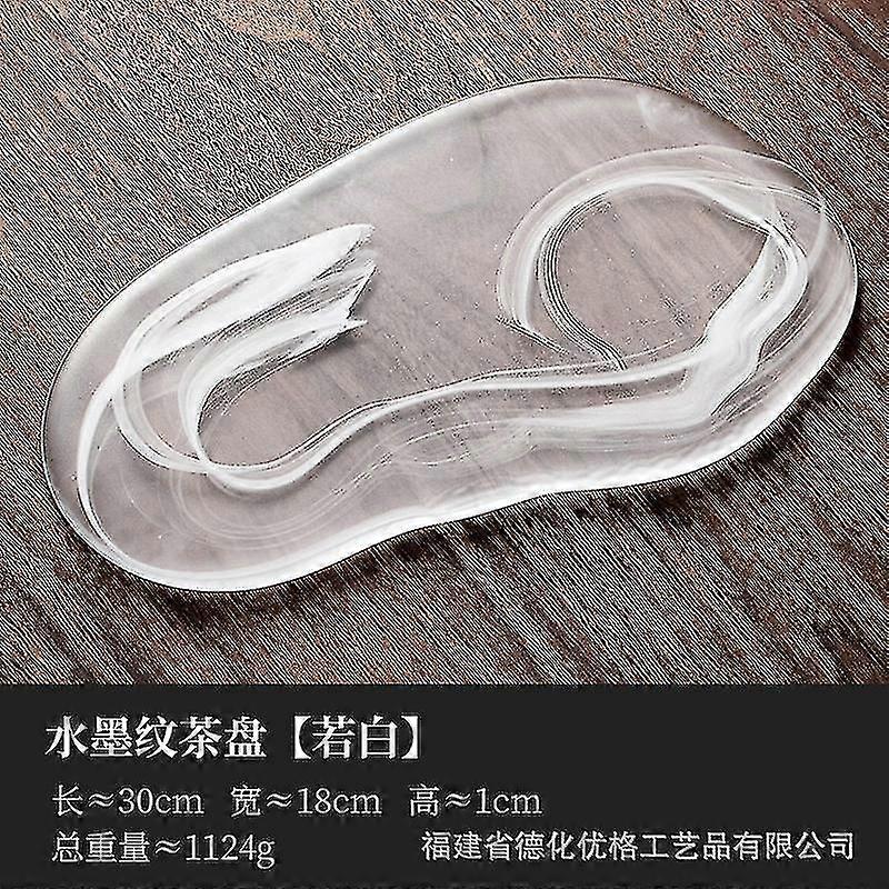 Ink Pattern Glass Tea Tray Coffee Table Refreshment Tray Storage Trays Decorative Plate Tea Set Serving Trays Dim Sum Plate Dish