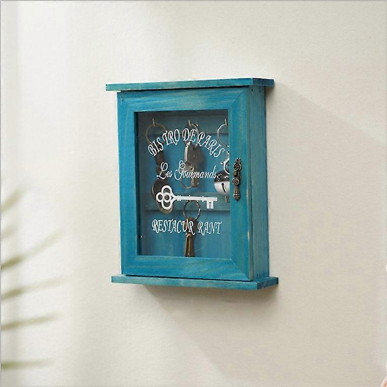 Entry Wooden Wall Hanging Key Storage Box, Spec: Blue