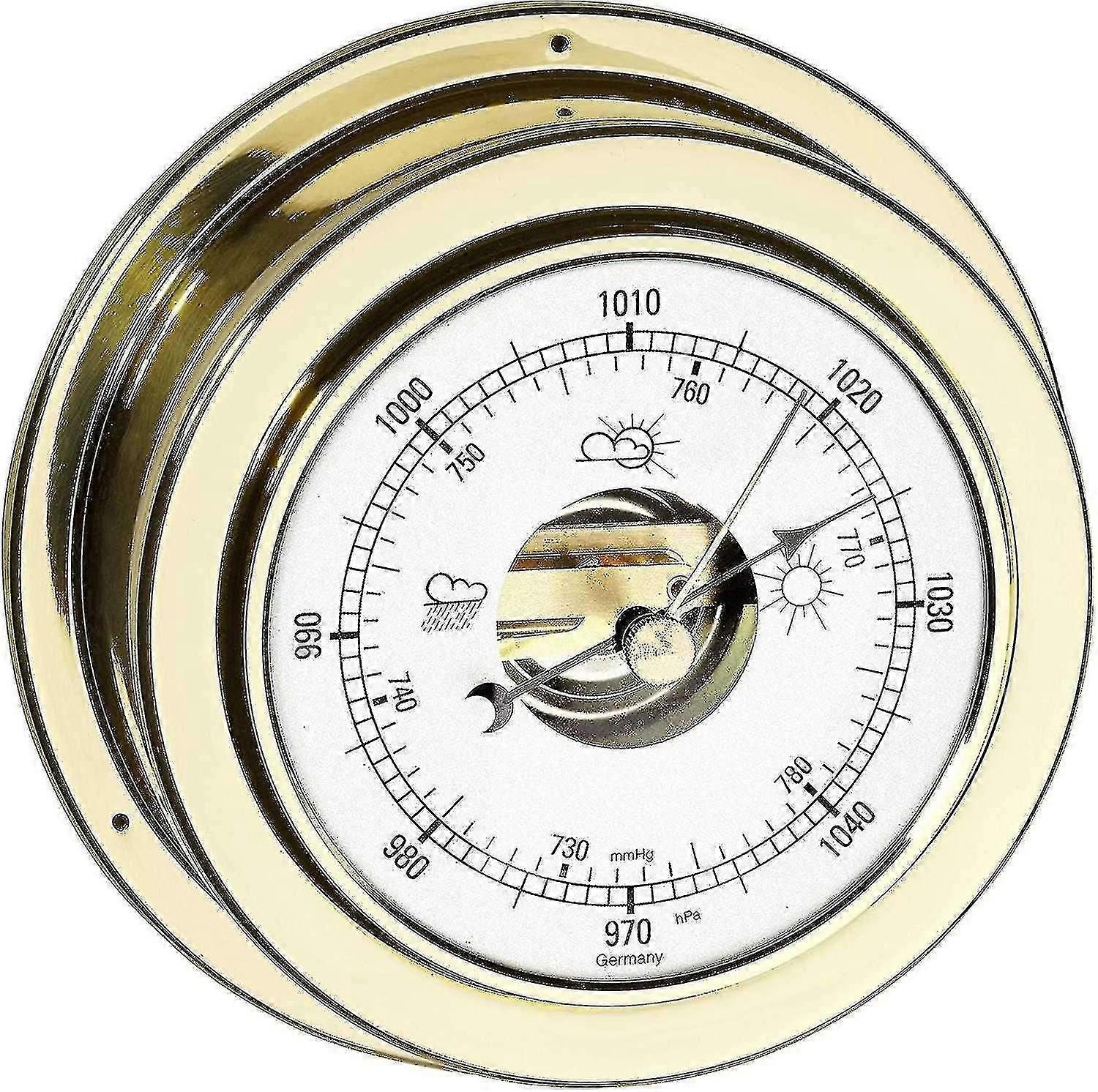 Analog Barometer, 29.4010.b, For Weather Forecast, Polished Brass, Measures Atmospheric Pressure, Go
