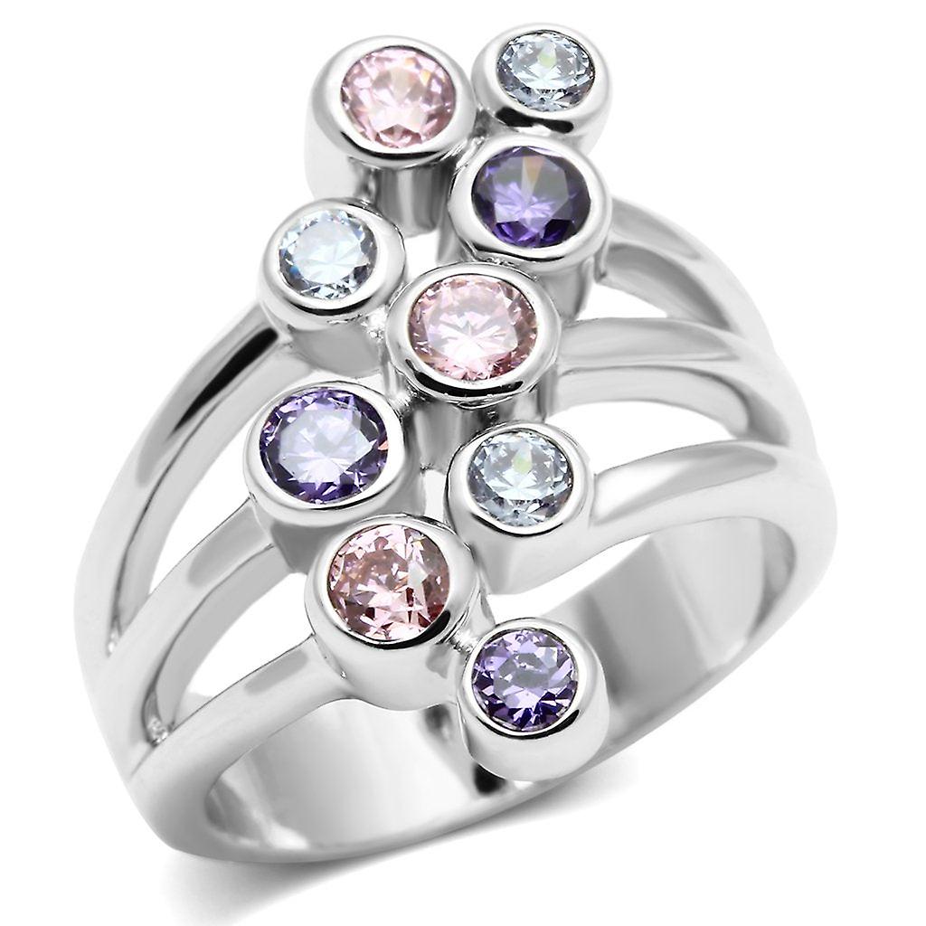 Ring AAA GRD CZ Multi 3W290 för kvinnor Style Rhodium