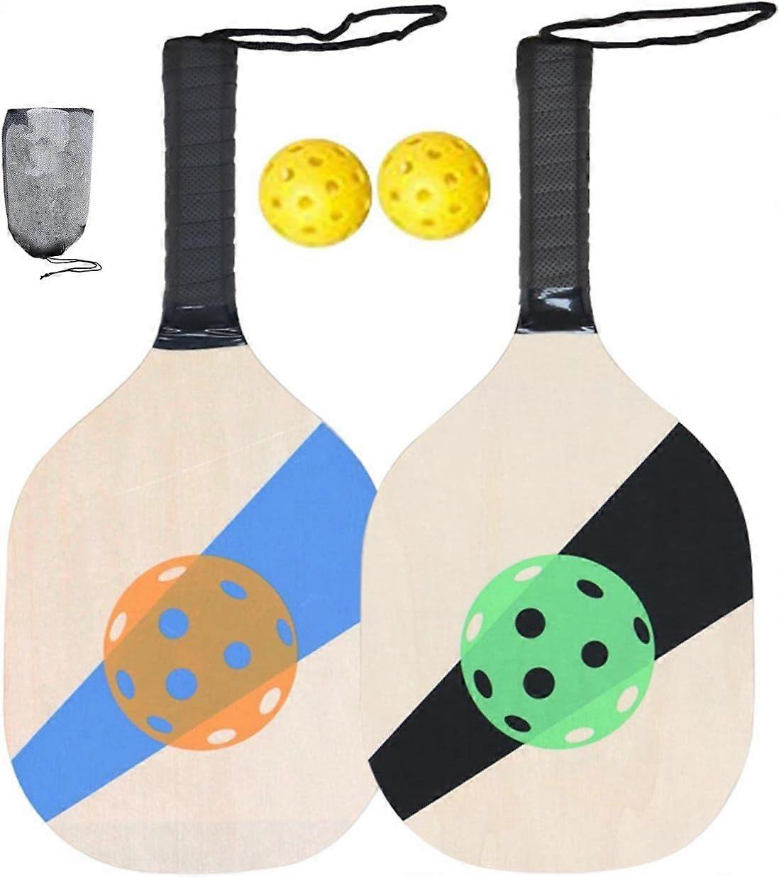Wooden Set Portable Beginner Racket for Schools, Community Centers, Athletic Clubs Lightweight with Mesh Carry Bag