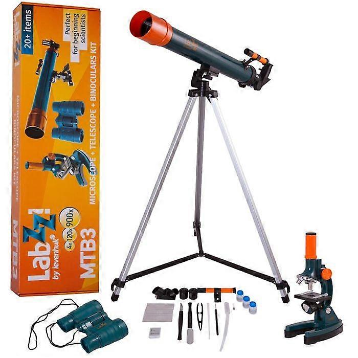 LEVENHUK - LABZZ MTB3 - Confezione 3 in 1 Telescopio, Microscopio e Binocolo per Bambini