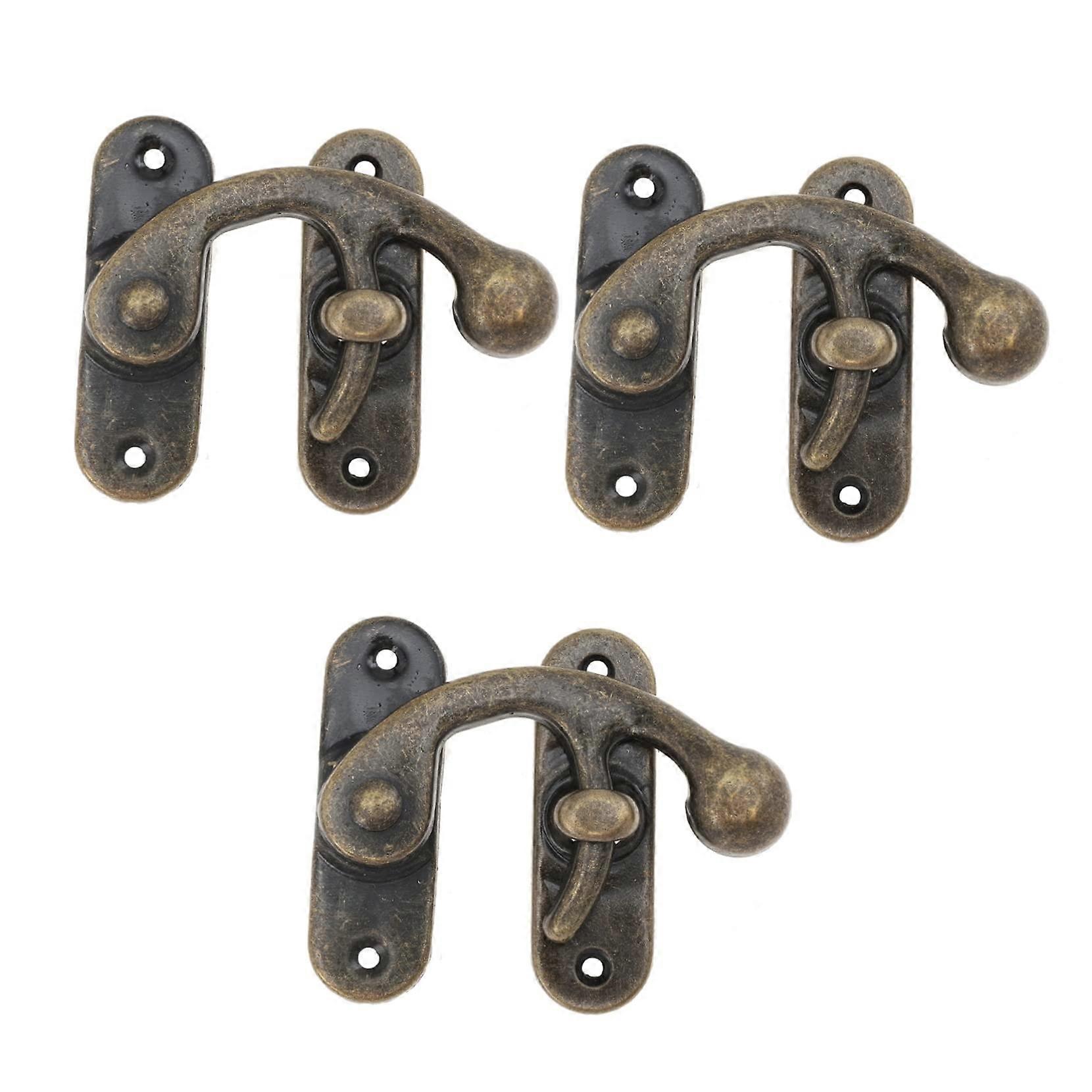 3pcs Vintage Right Hook Latch Hardware Retro Wooden Case Lock Hook Rustic Latch Hardware for Cabinet Box Suitcase