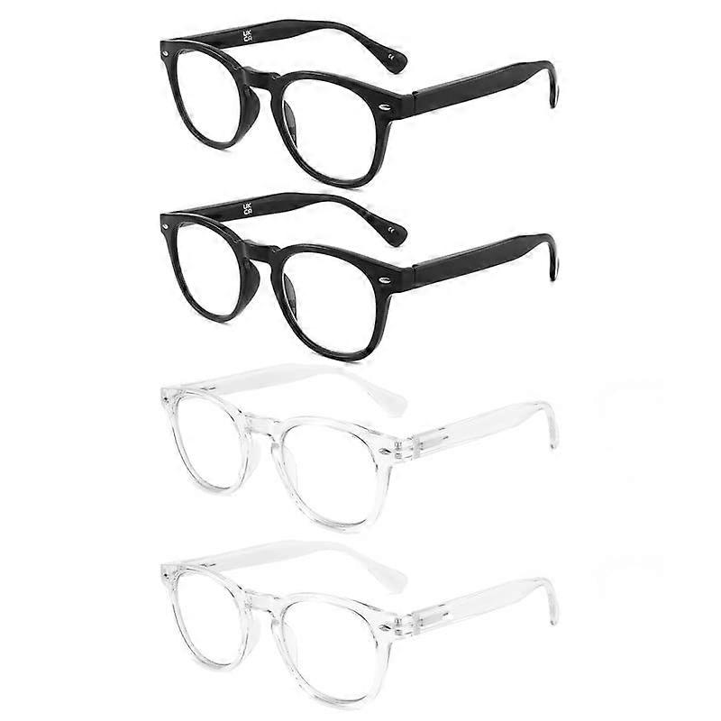 Reading Glasses for Women Men with Blue Light Blocking Technology, Round Frame, Spring Hinge, Anti Eyestrain Design