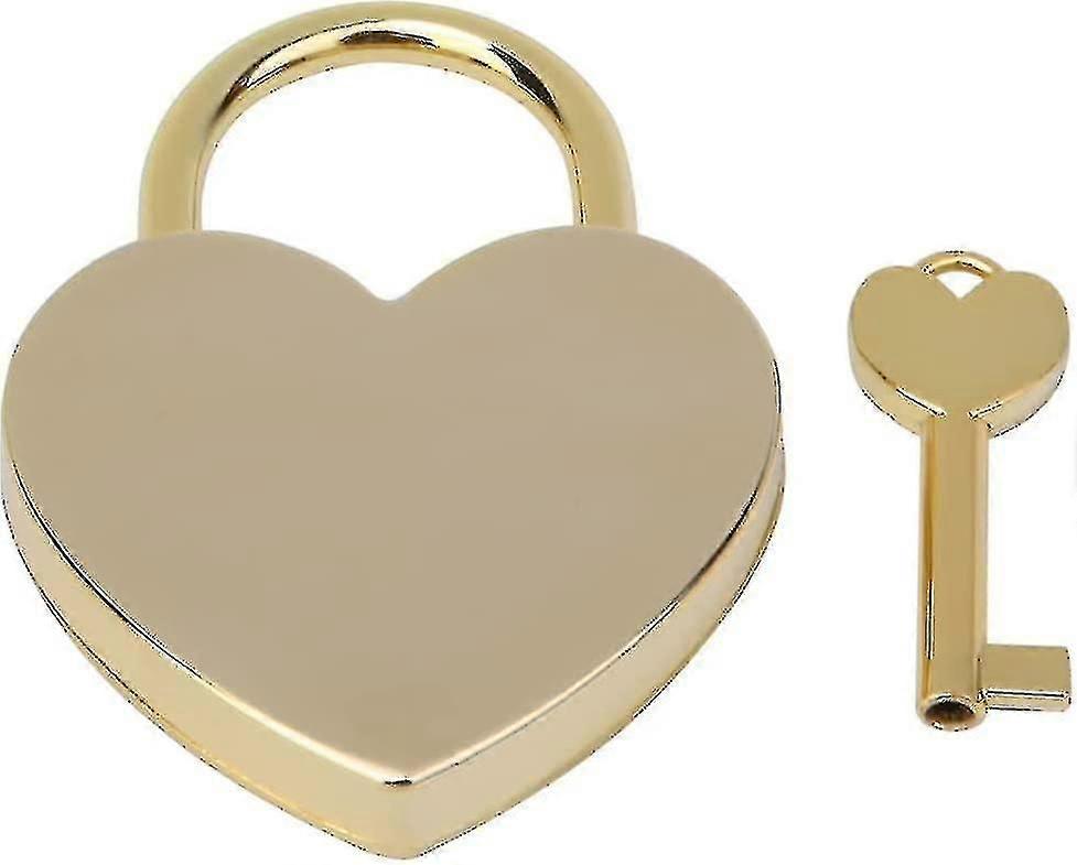 1pcs Heart Shaped Padlock, 1.8 X 2.3in Mini Lock With Keys Height Polished Metal