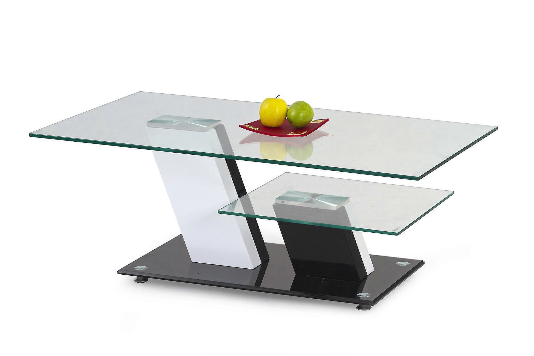 SAVANA - table basse - verre - MDF laqué - noir et blanc