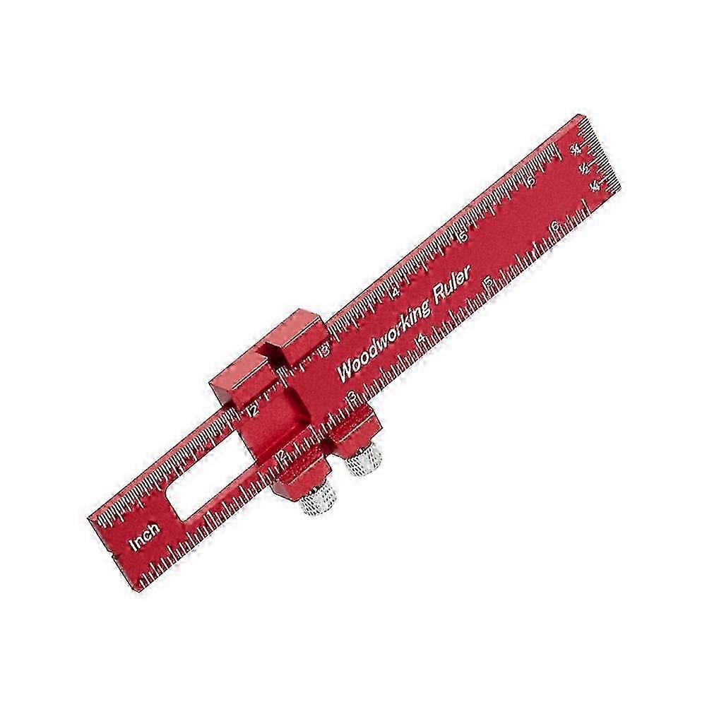 Woodworking Ruler with T-Track, Aluminum Precision Ruler, Metal Slide Stops, 6 Inch