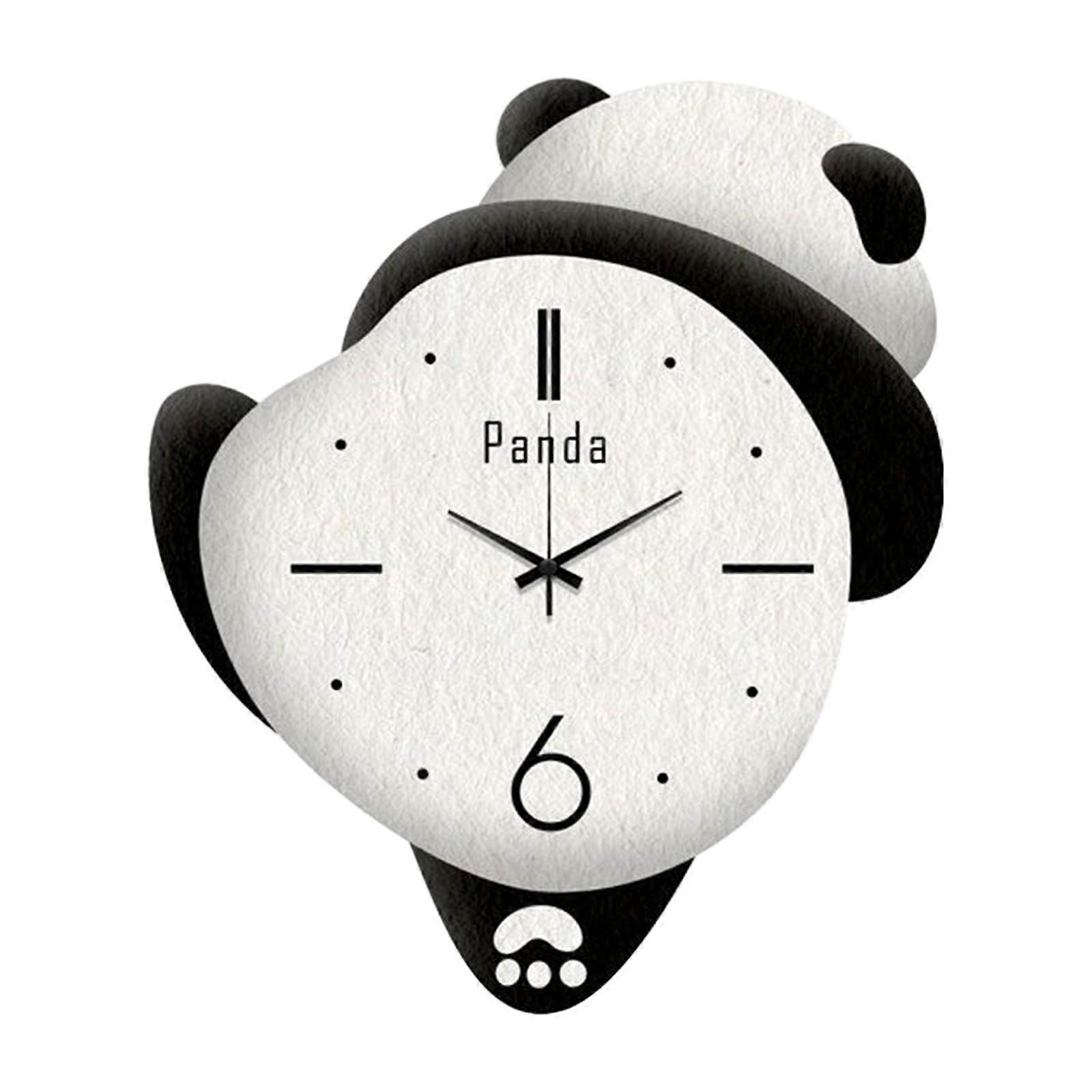 Panda Shape Wall Clock Non Ticking Hanging Clock House Decoration Housewarming