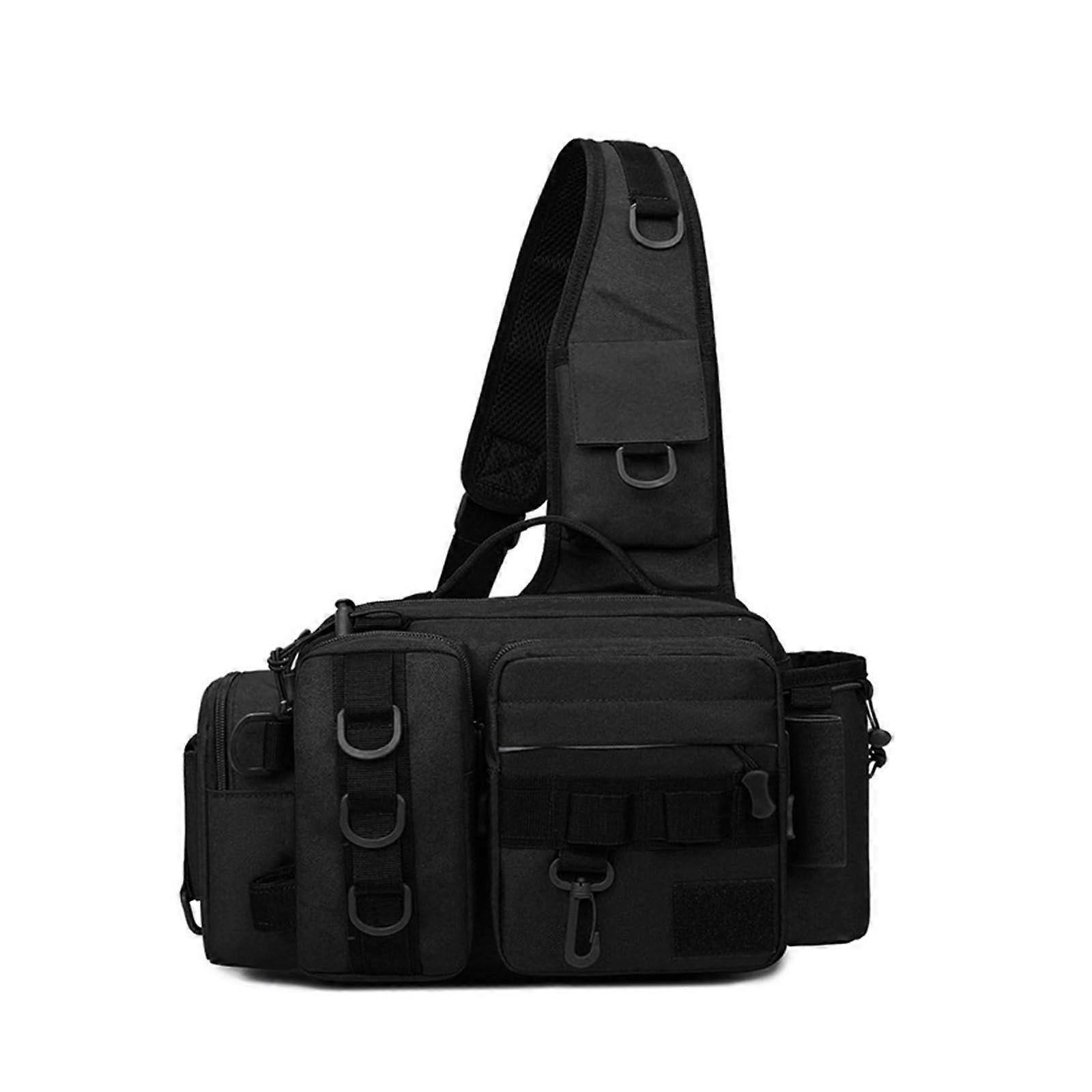 Camping Multilayered Waist Bag Waterproof Large Capacity Fishing Holdall Pack with Adjustable Straps and Multiple Pockets