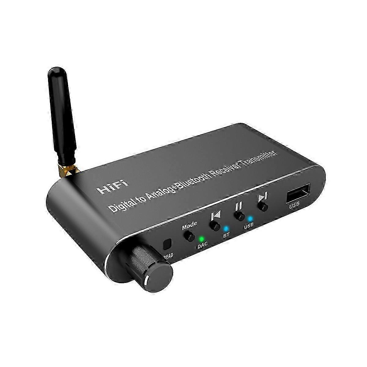 Bluetooth 5.1 Receiver Transmitter o Converter U-Disk Play Coxial/Optical to 3.5MM AUX R/L DAC