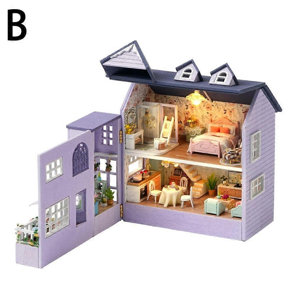 Happy Manor-English version (B)$ Zhiquwu DIY hut Molan Manor-Happy Manor wooden handmade openable and closable homemade multi-level gift for women