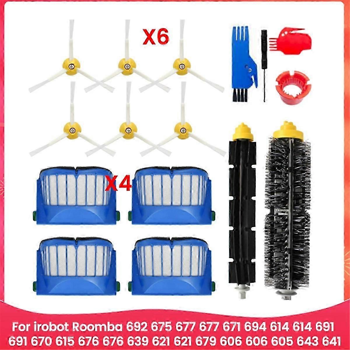 Main Side Brush & HEPA Filter Replacement for iRobot Roomba 600 800 900 Series