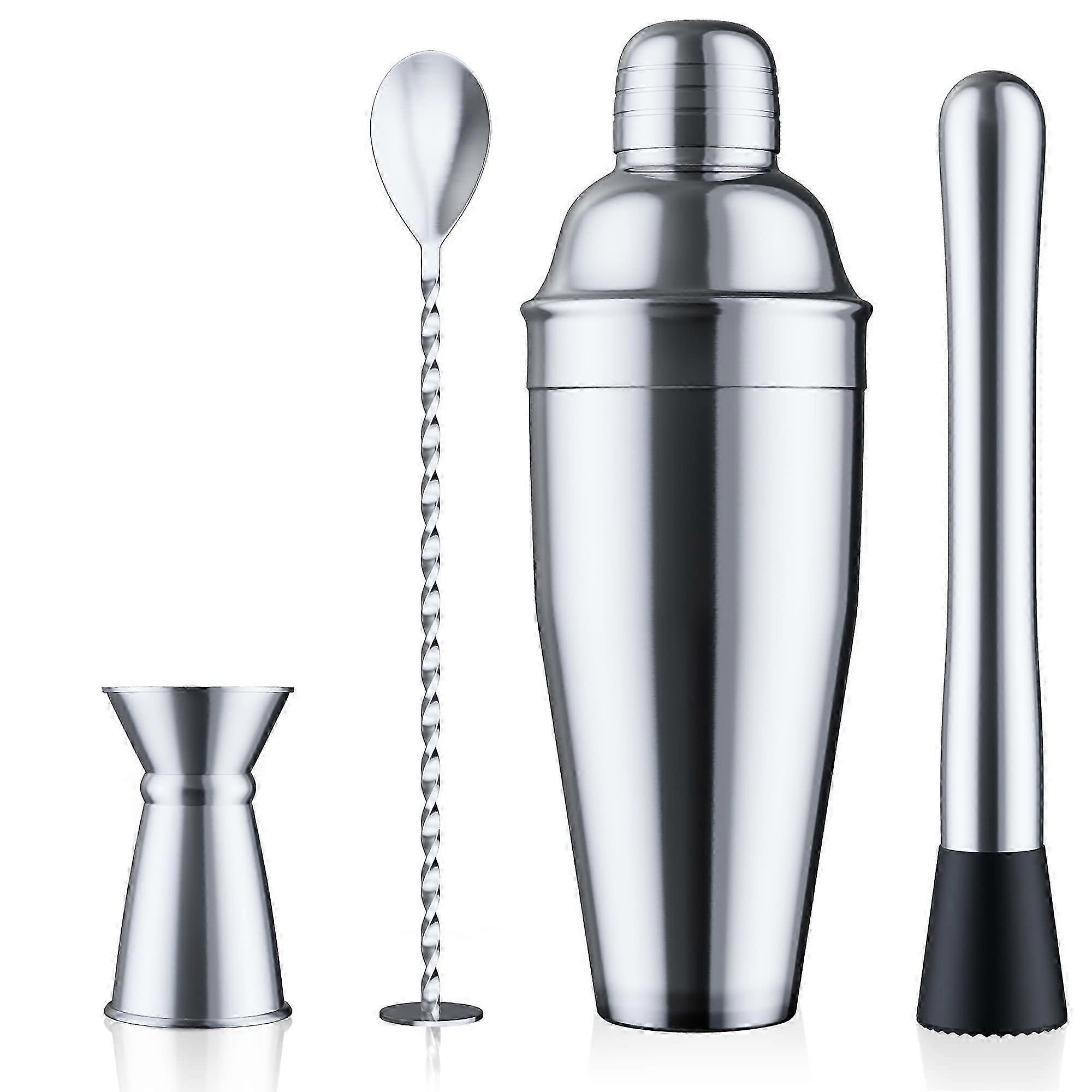24oz Cocktail Shaker Set with Strainer, Jigger & Mixing Instruments