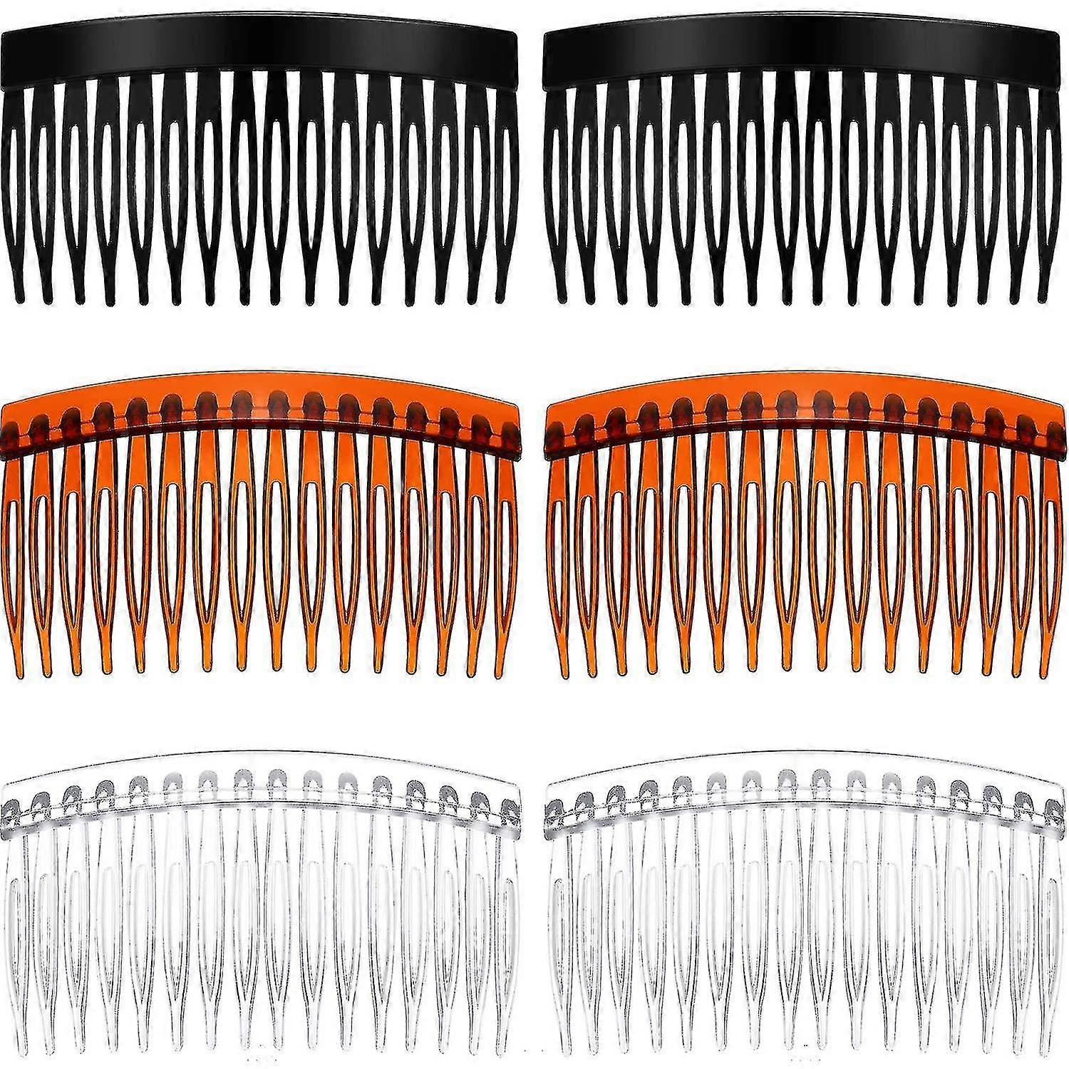 6-Pack Tortoiseshell Hair Combs, Wide Tooth Detangling Slide Combs for Smooth Styling