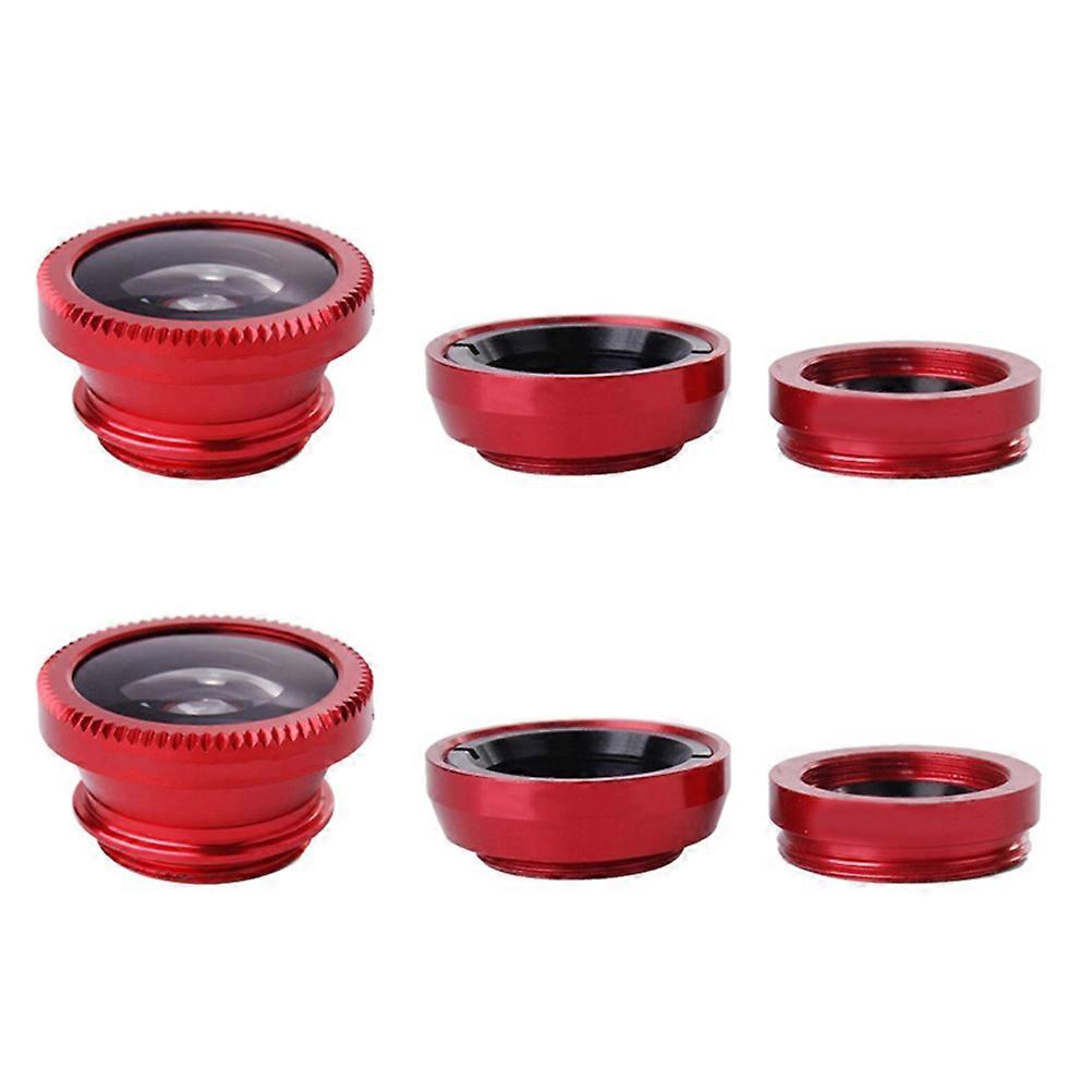 Camera Clamp On Lens Kit For Phone Wide Angle Macro Fish Eye Black 5.6X2.5X2.5cm Mobile Photography Lenses 2Sets
