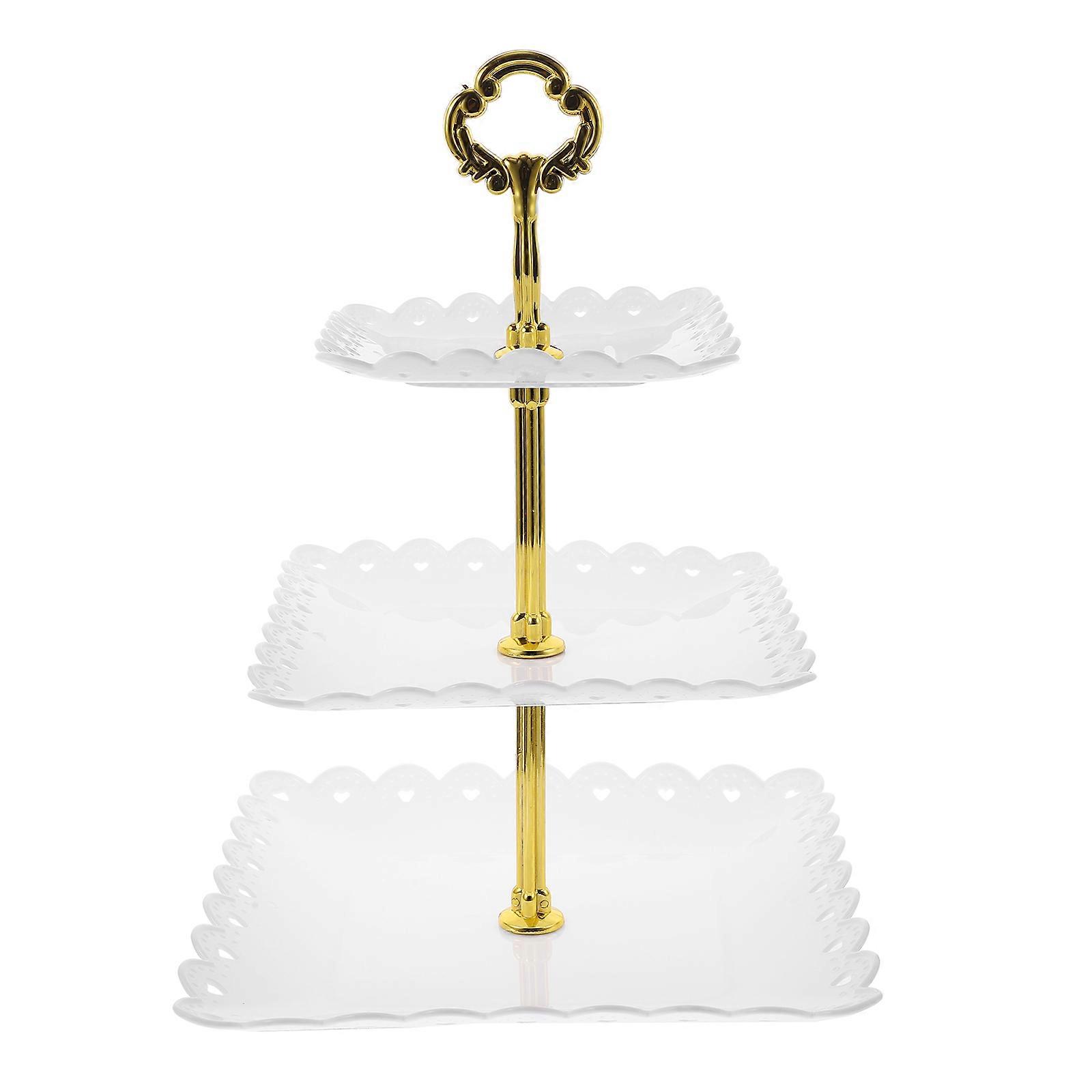 Tiered Dessert Tray Stand Stable ABS Material 33X24.5X24.5CM Size Suitable for Banquet Birthday Baby Shower Christmas 1Set