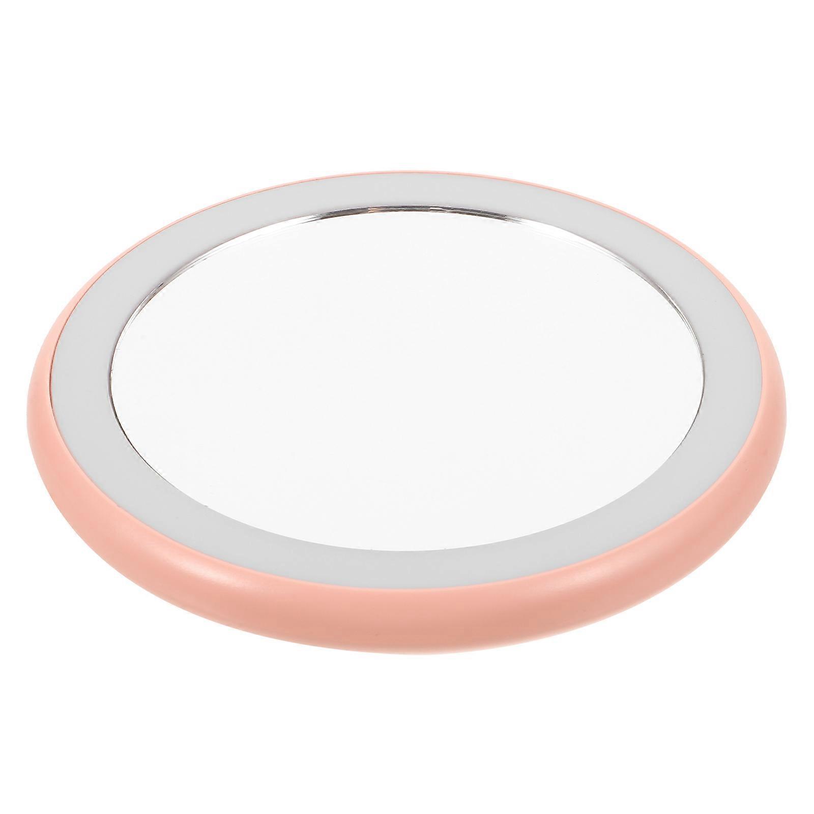 Portable Pocket Makeup Mirror Handheld Mirror Pink Everyday Use LED Technology 1Set