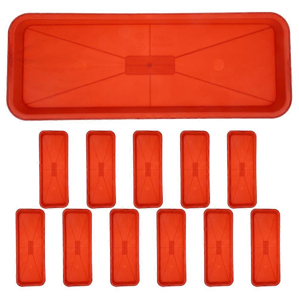 Planter Plate Plastic Flowerpot Tray For Indoor Planting Rectangular Dark Red 39.80X15.00X2.00CM Gardening Accessory 12Pcs