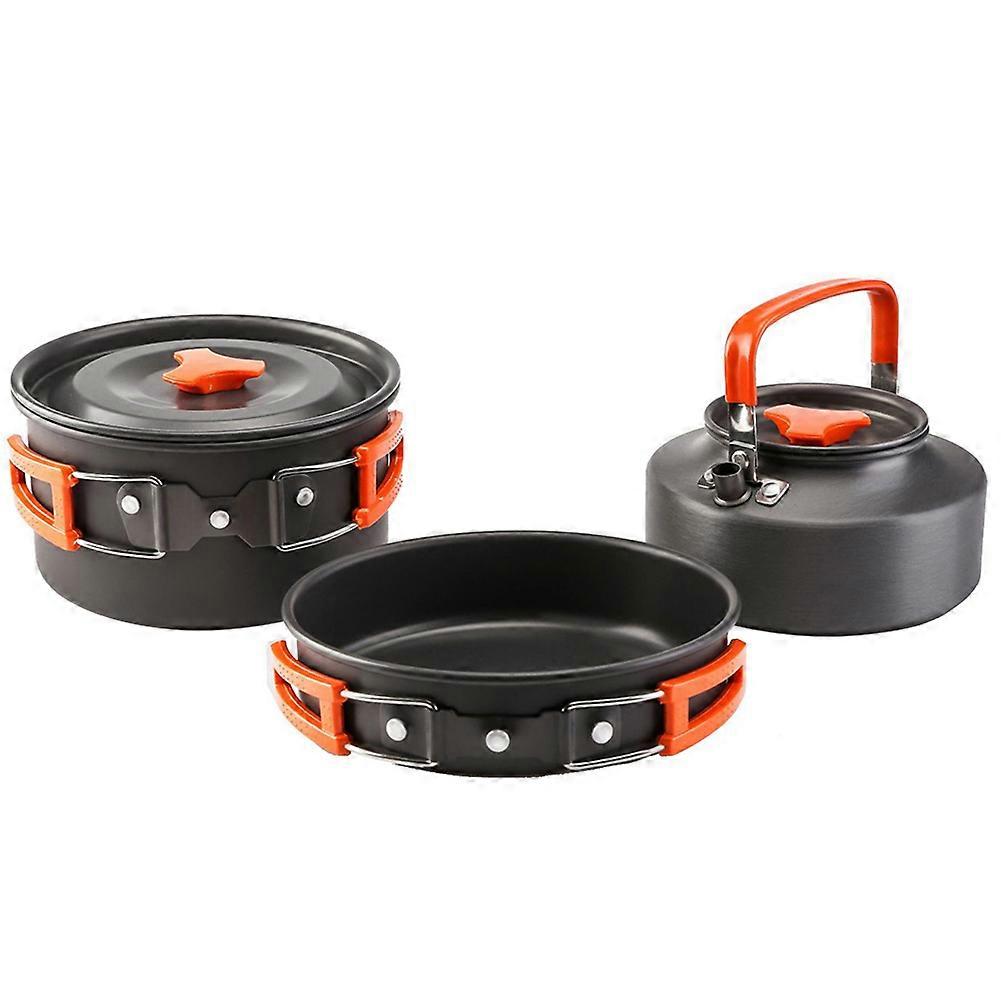 Lightweight Aluminum Alloy Camping Cookware Set with Teakettle and Cutlery – Durable, Corrosion Resistant Outdoor Cooking Pots for Hiking, Picnics,