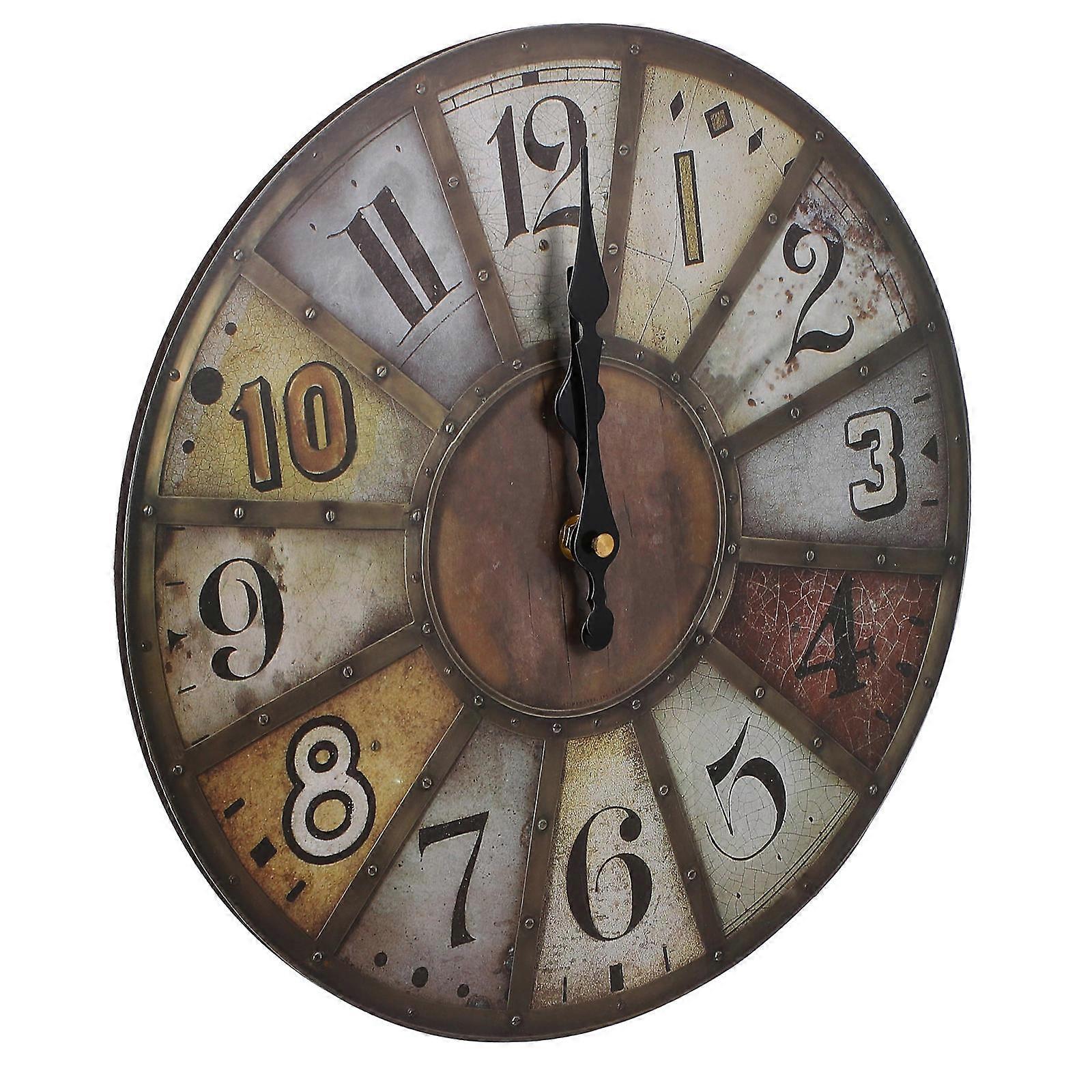 Retro Wall Clock with Large Numbers Design for Home Use High Density Board Multi Color 1 Pc