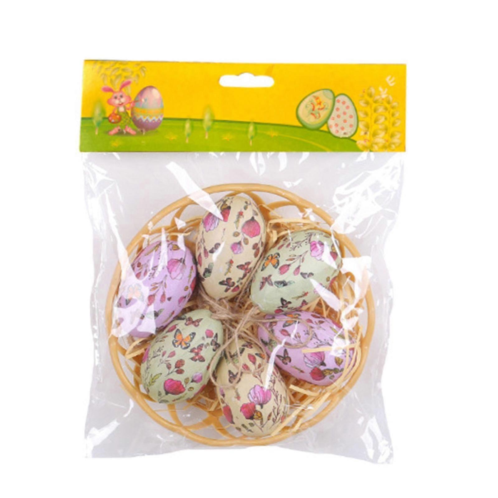 Bright Foam Easter Eggs Sets Happy Easter Ornaments Colorful Bird Pigeon Eggs For Home Decor Spring Rabbit Party Kids